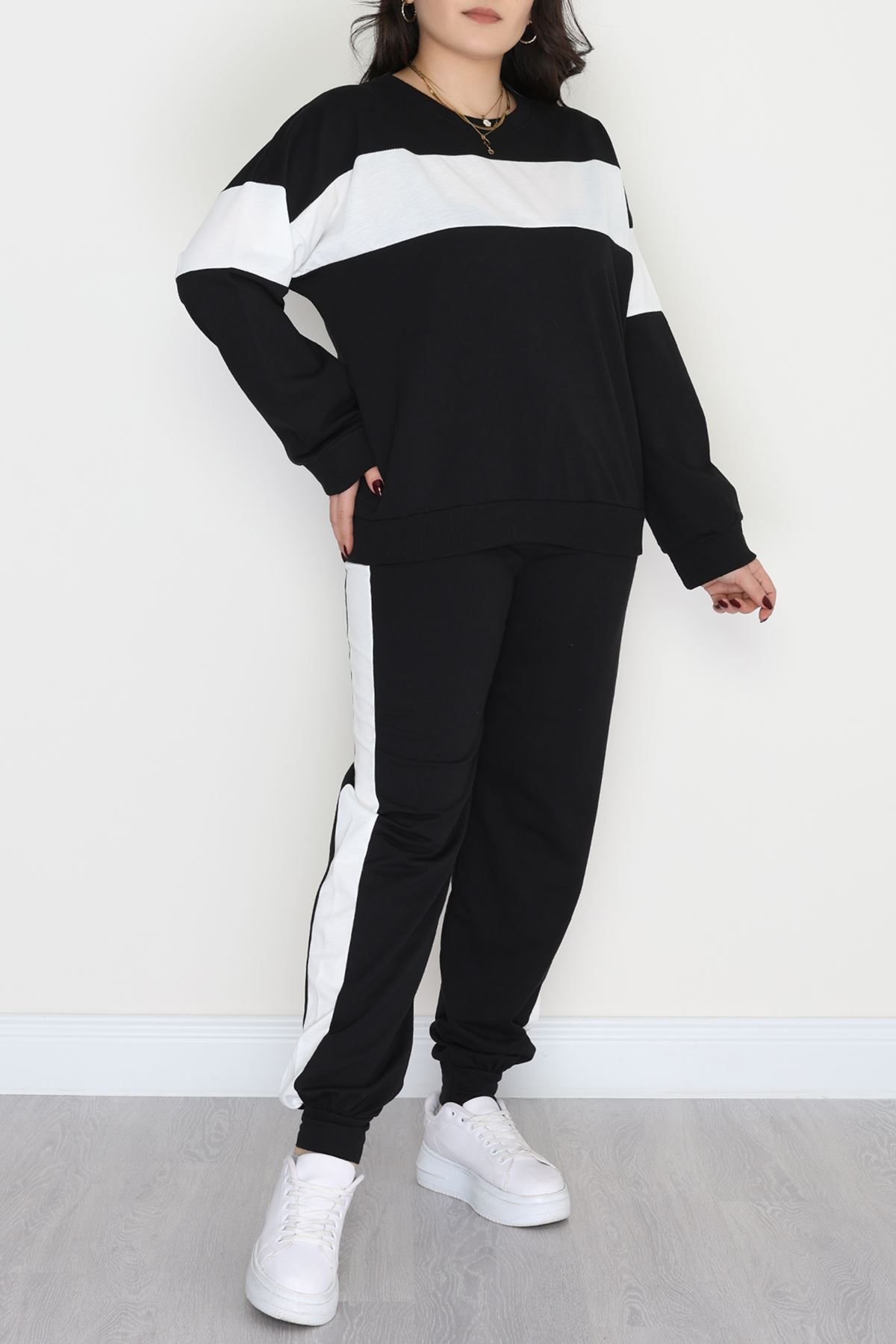 Garnili 2 İplik Büyük Beden Eşofman Takımı Siyah - 50783.1857.