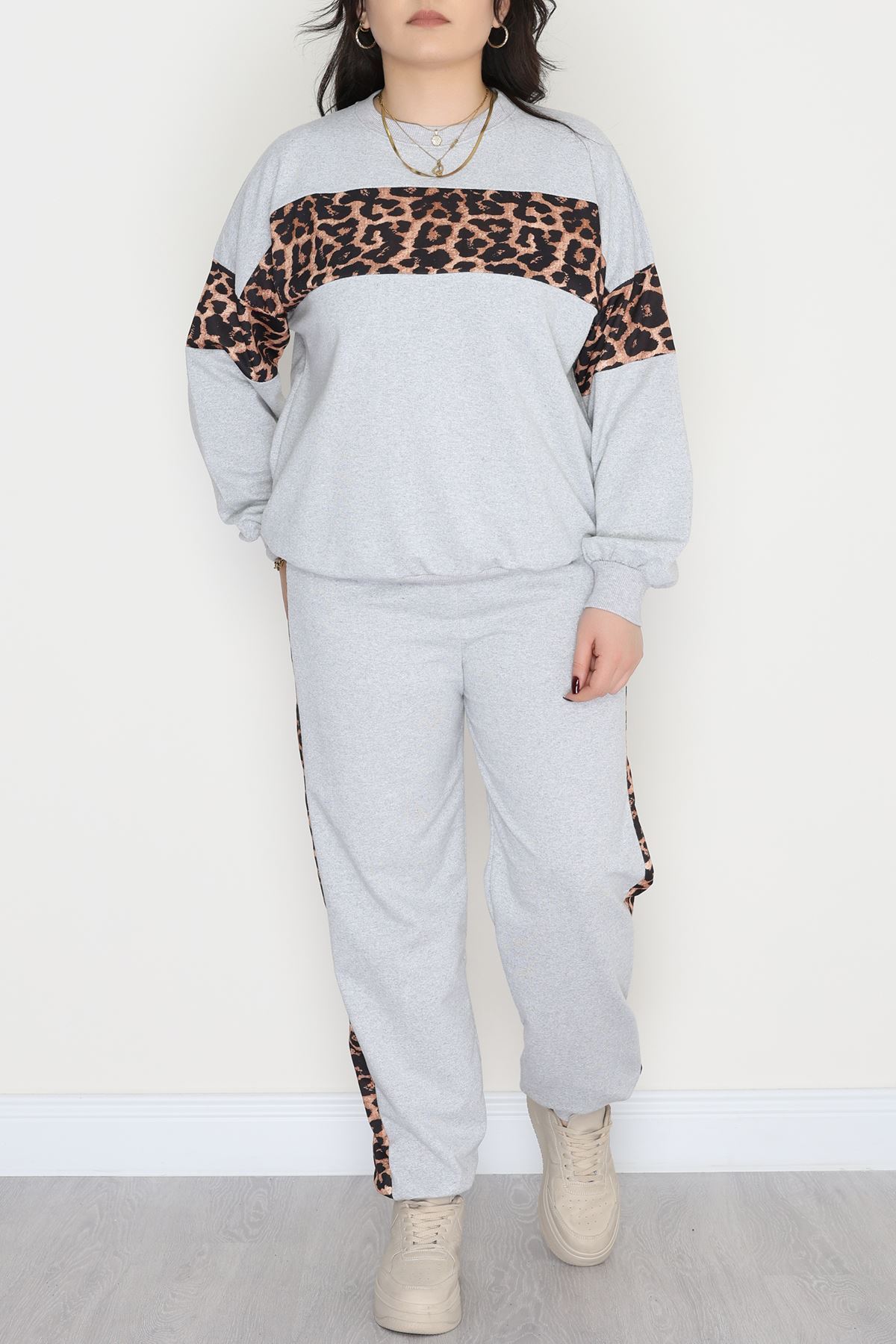 Garnili 2 İplik Büyük Beden Eşofman Takımı Gri - 50782.1857.