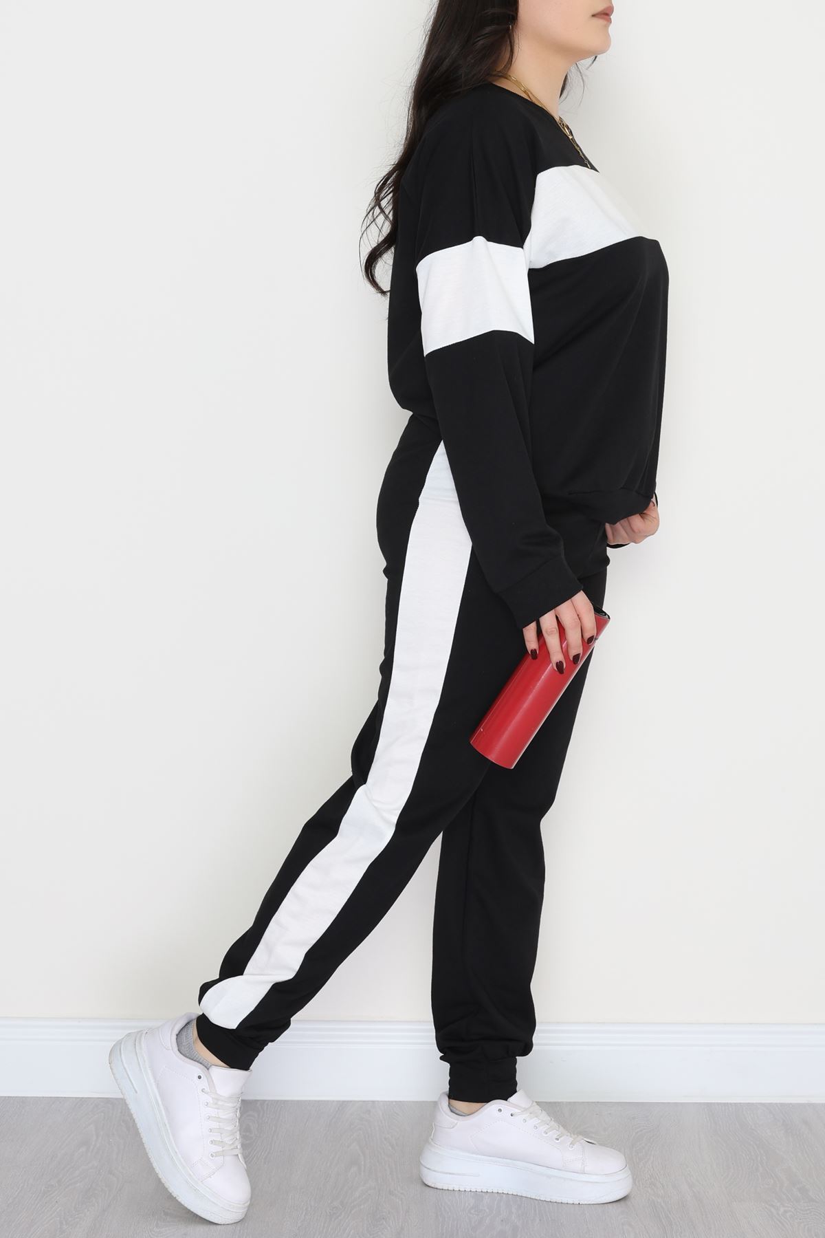 Garnili 2 İplik Büyük Beden Eşofman Takımı Siyah - 50783.1857.