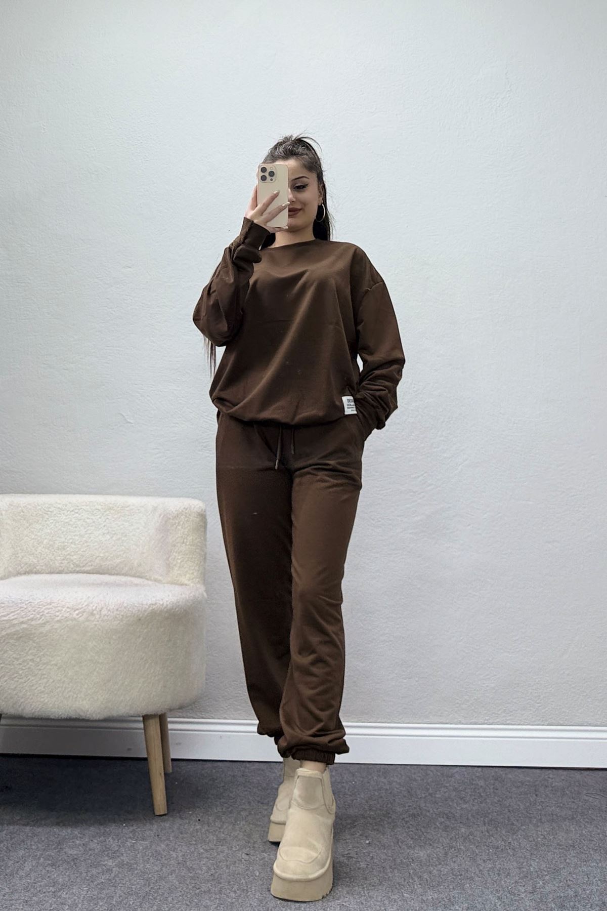 Armalı Eşofman Takımı Kahve - 20087.1857.