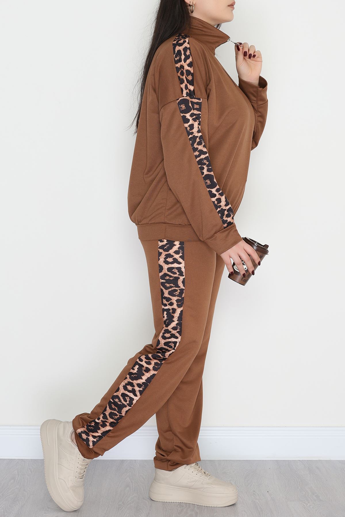 Fermuarlı 2 İplik Büyük Beden Eşofman Takımı Kahve - 50786.1857.