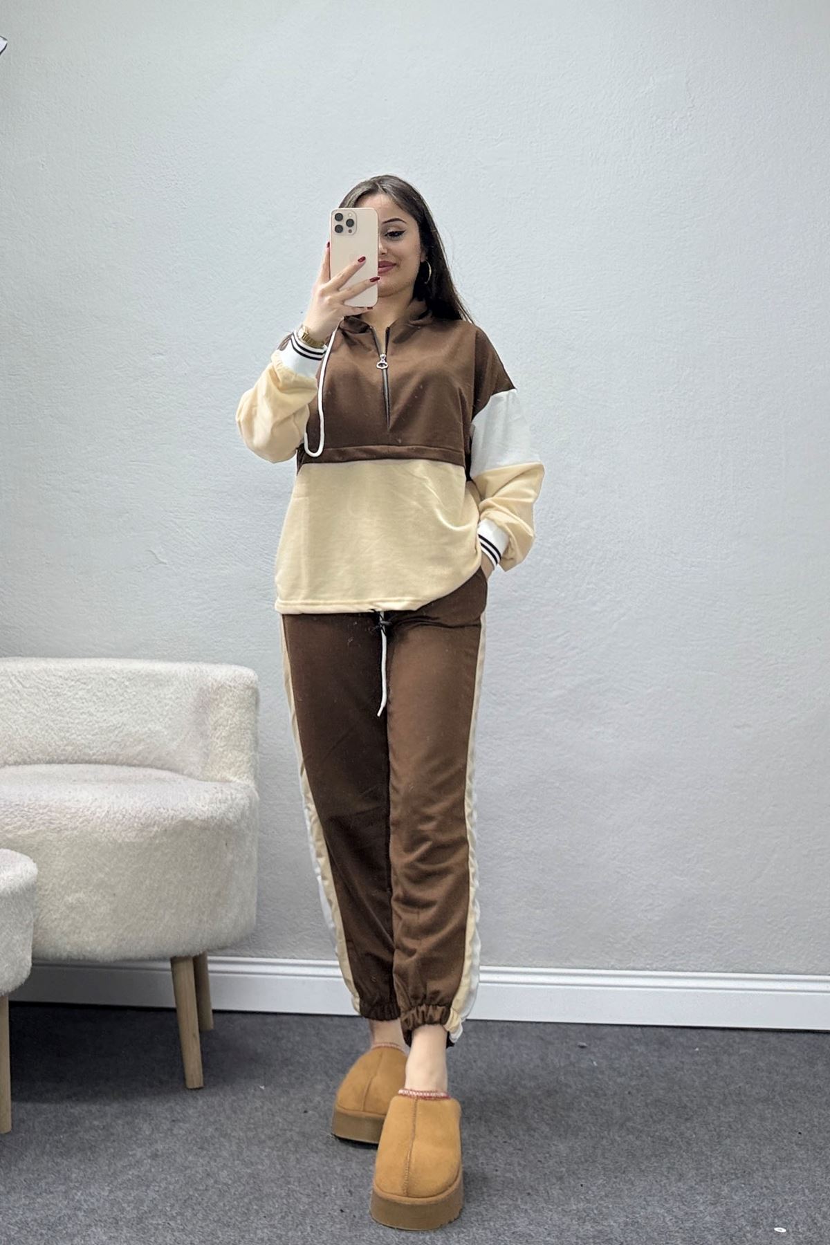 Parçalı Eşofman Takımı Kahvebej - 8122.1005.