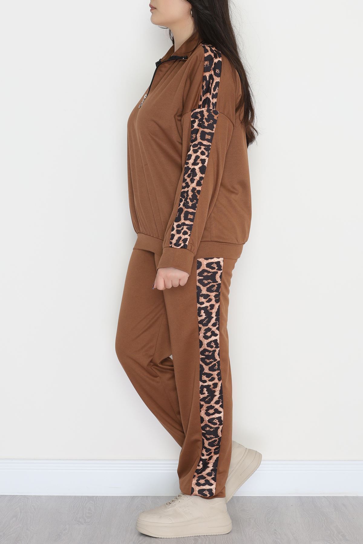 Fermuarlı 2 İplik Büyük Beden Eşofman Takımı Kahve - 50786.1857.