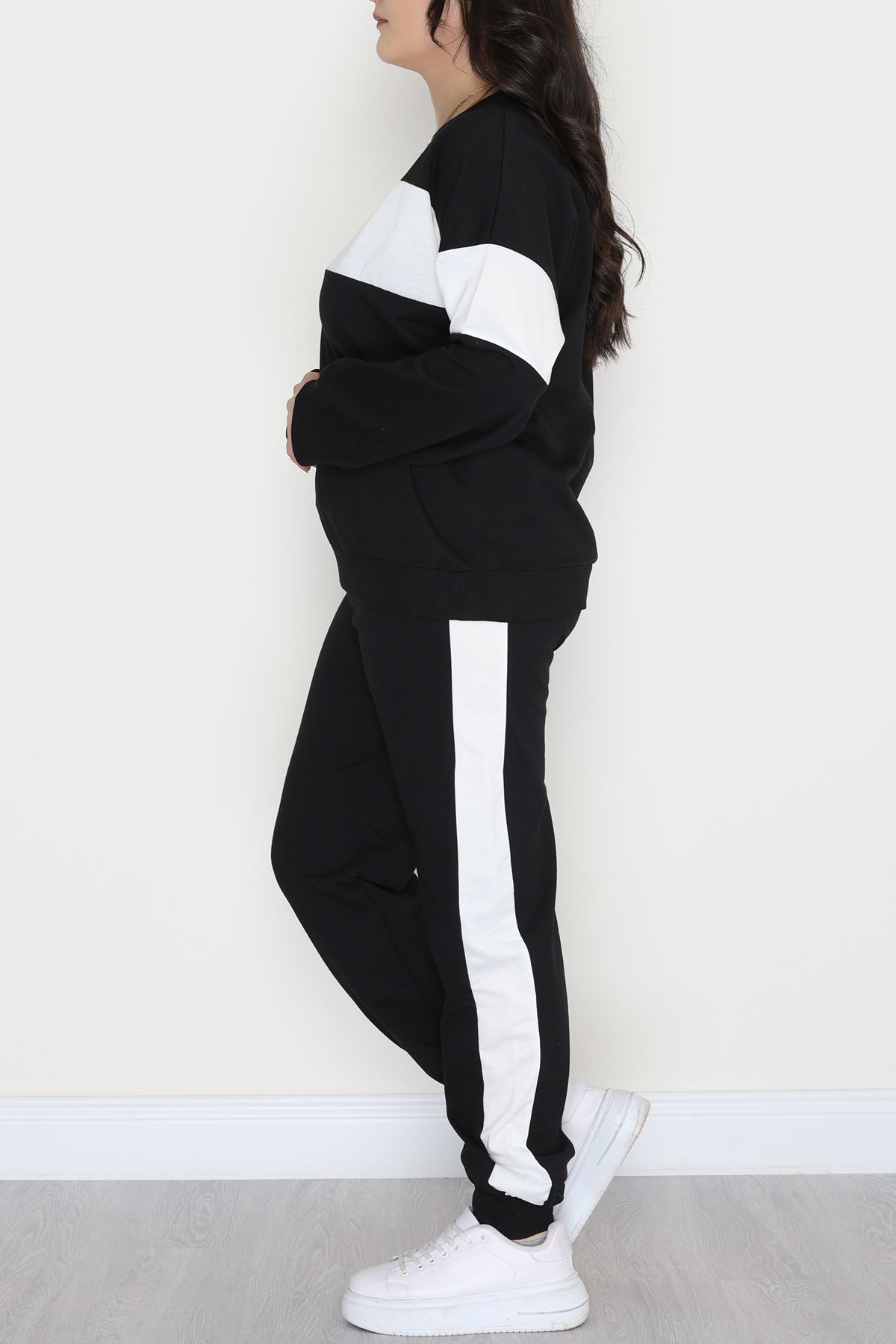 Garnili 2 İplik Büyük Beden Eşofman Takımı Siyah - 50783.1857.