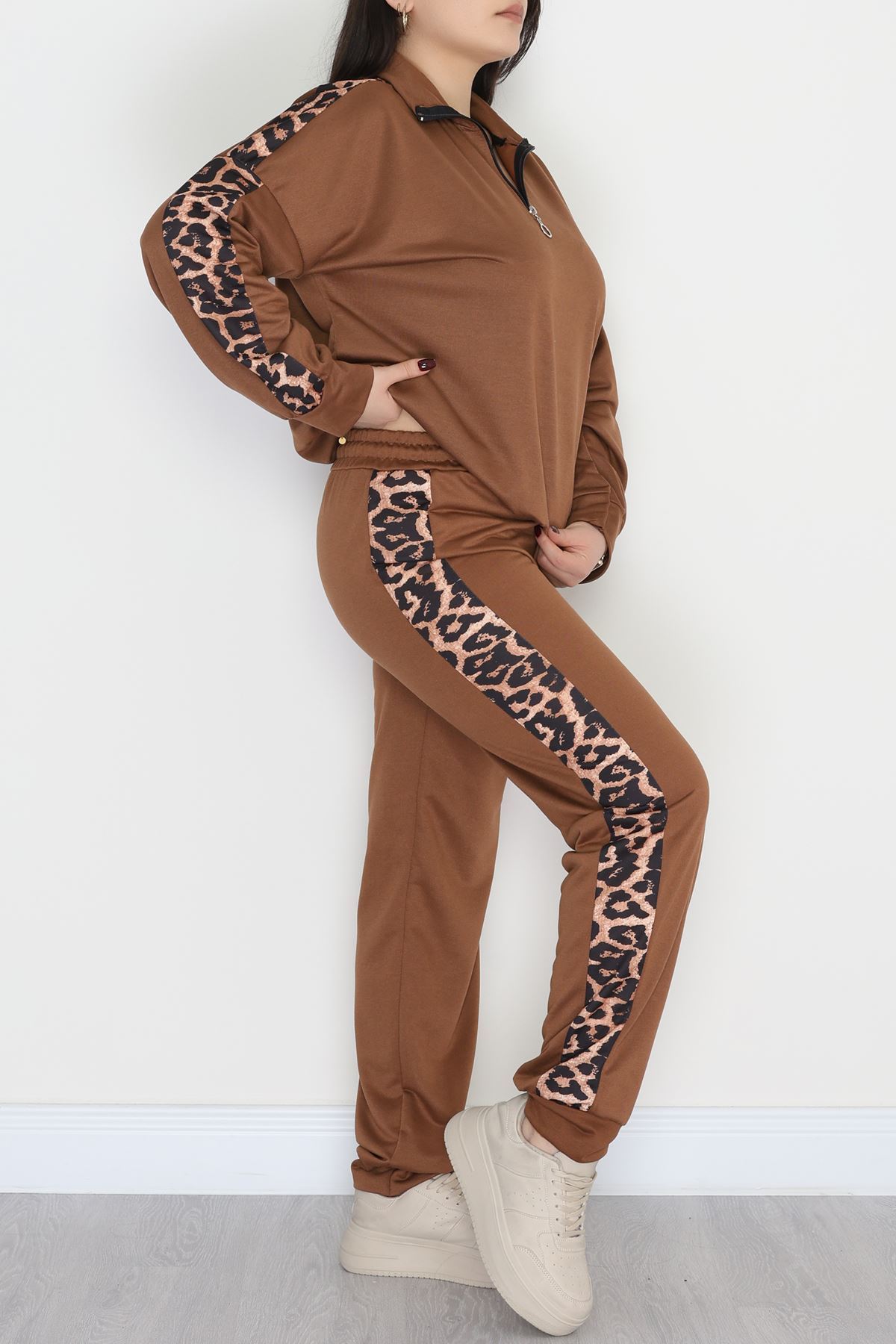 Fermuarlı 2 İplik Büyük Beden Eşofman Takımı Kahve - 50786.1857.