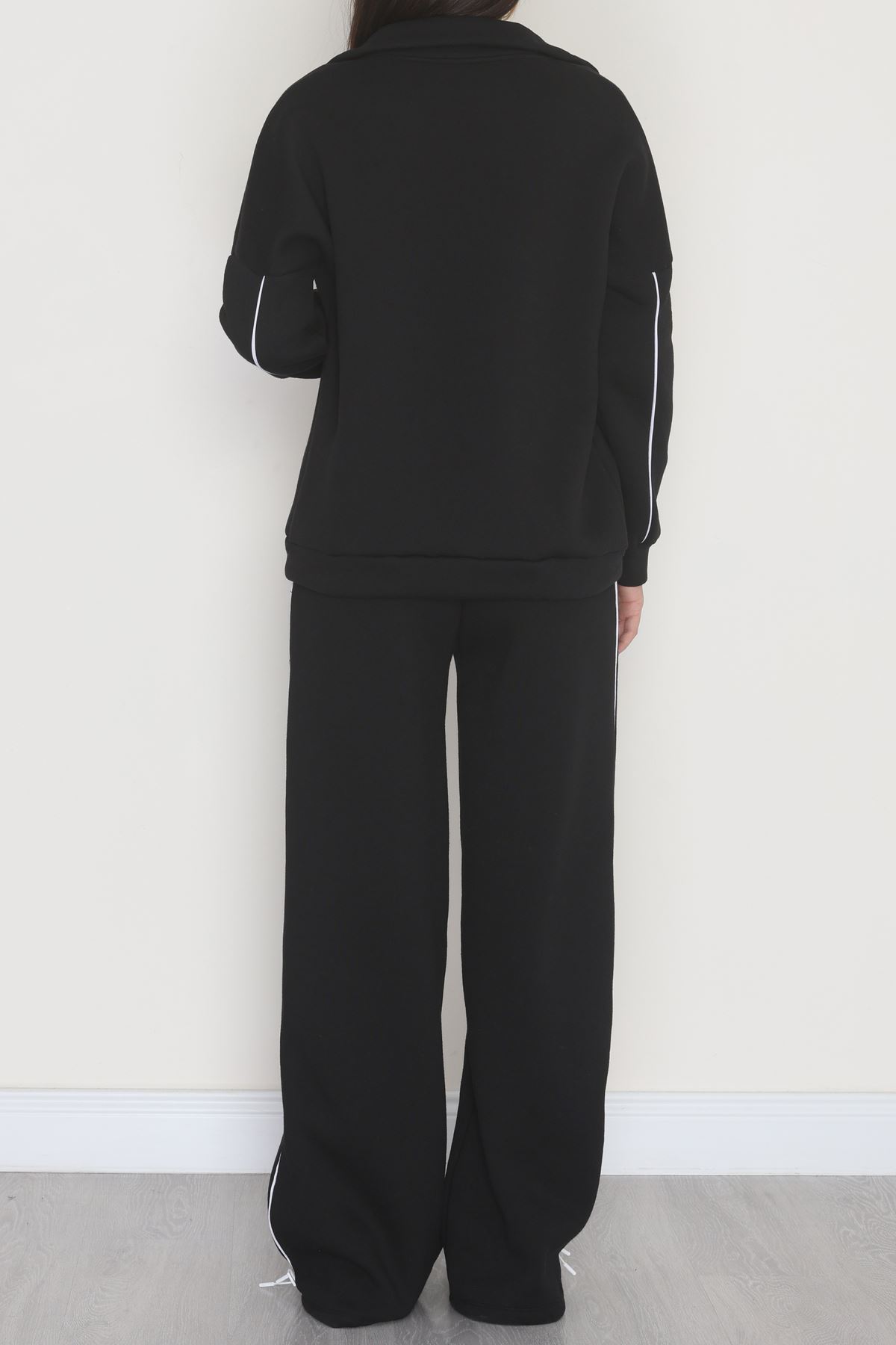 3 İplik Şardonlu Biyeli Fermuarlı Takım Siyah - 52031.1857.