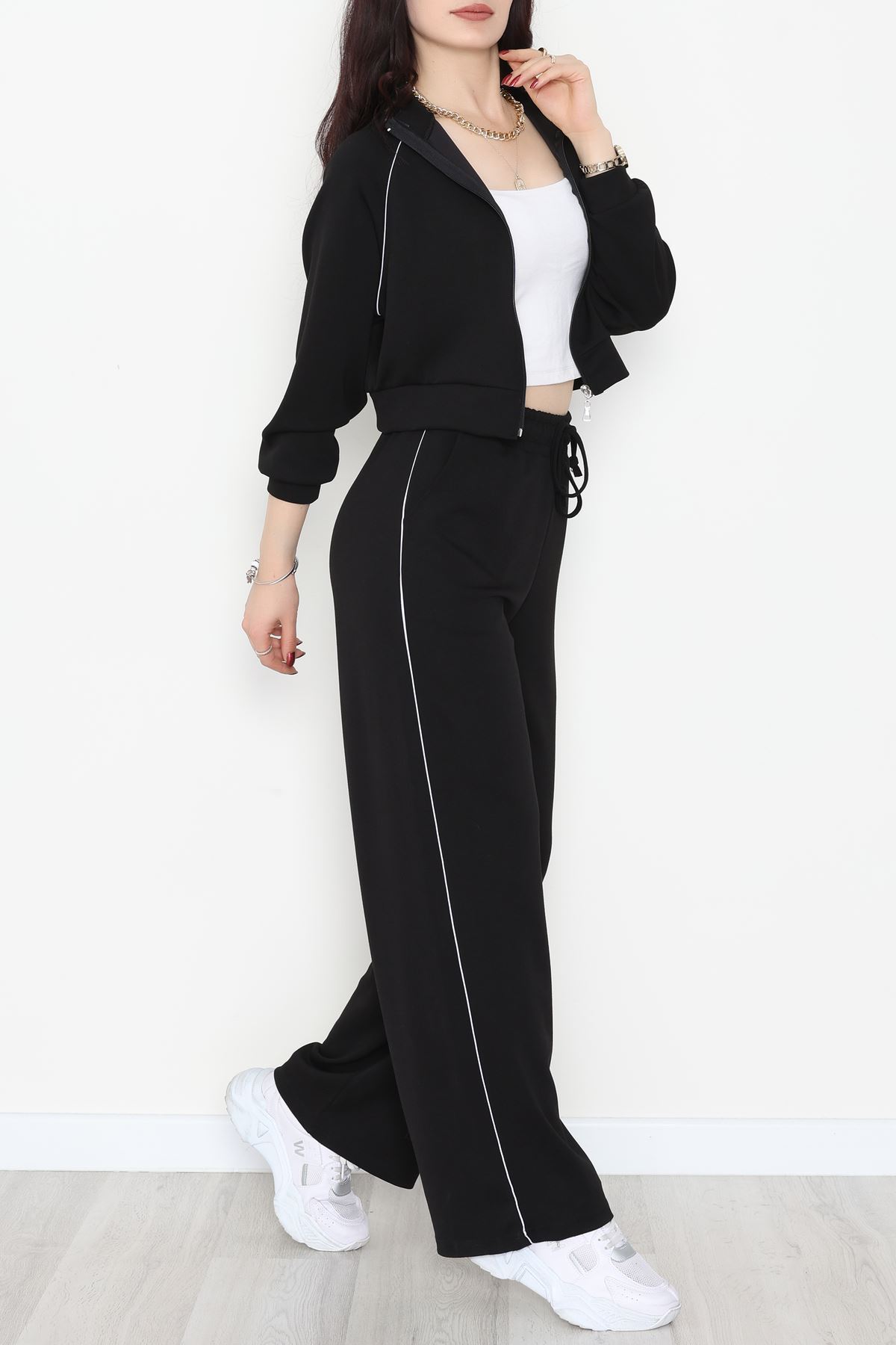 Biyeli Modal Eşofman Takımı Siyah - 4130.1247.