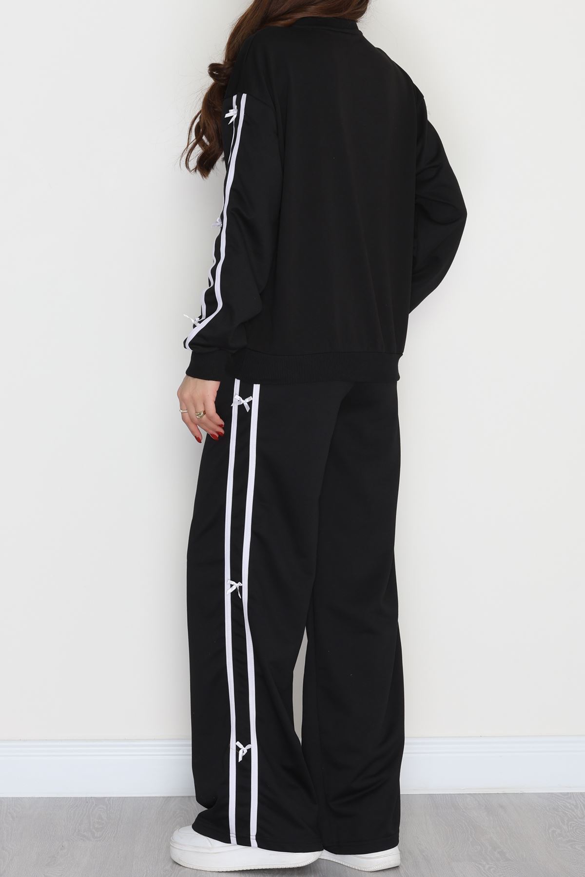 Şeritli Fiyonklu 2 İplik Eşofman Takımı Siyah - 50788.1857.