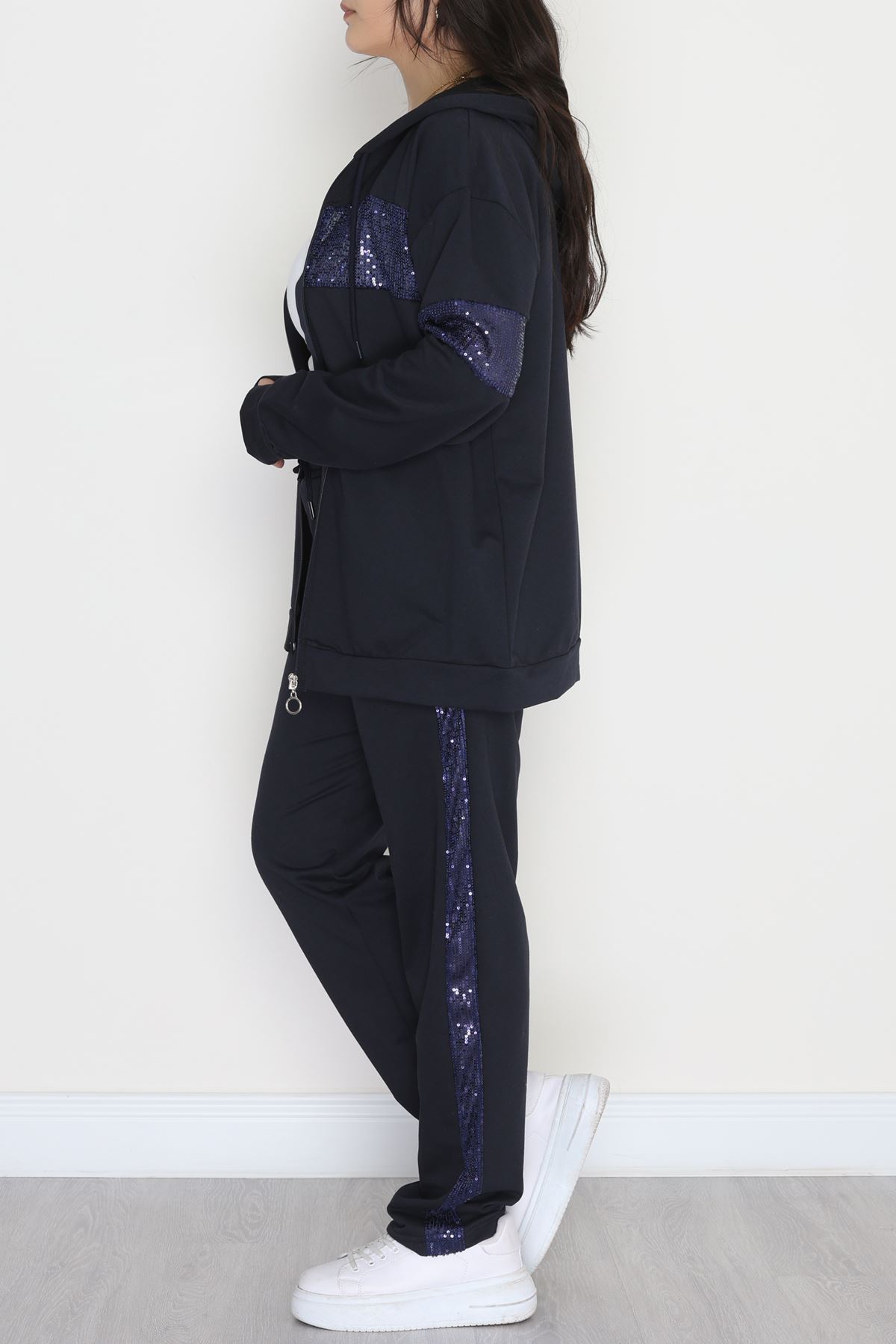 Pul Garnili 2 İplik Büyük Beden Eşofman Takımı Lacivert - 50808.1857.