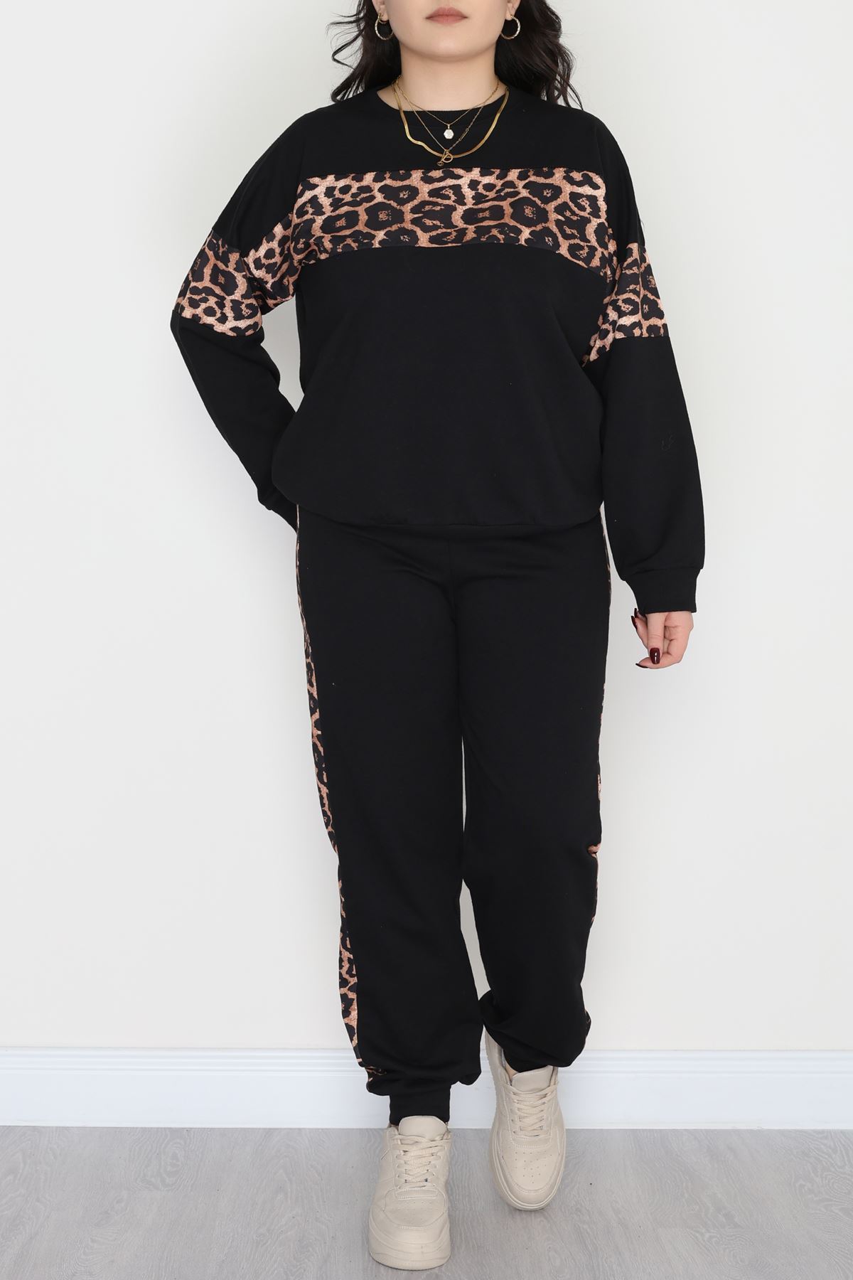 Garnili 2 İplik Büyük Beden Eşofman Takımı Siyah - 50782.1857.