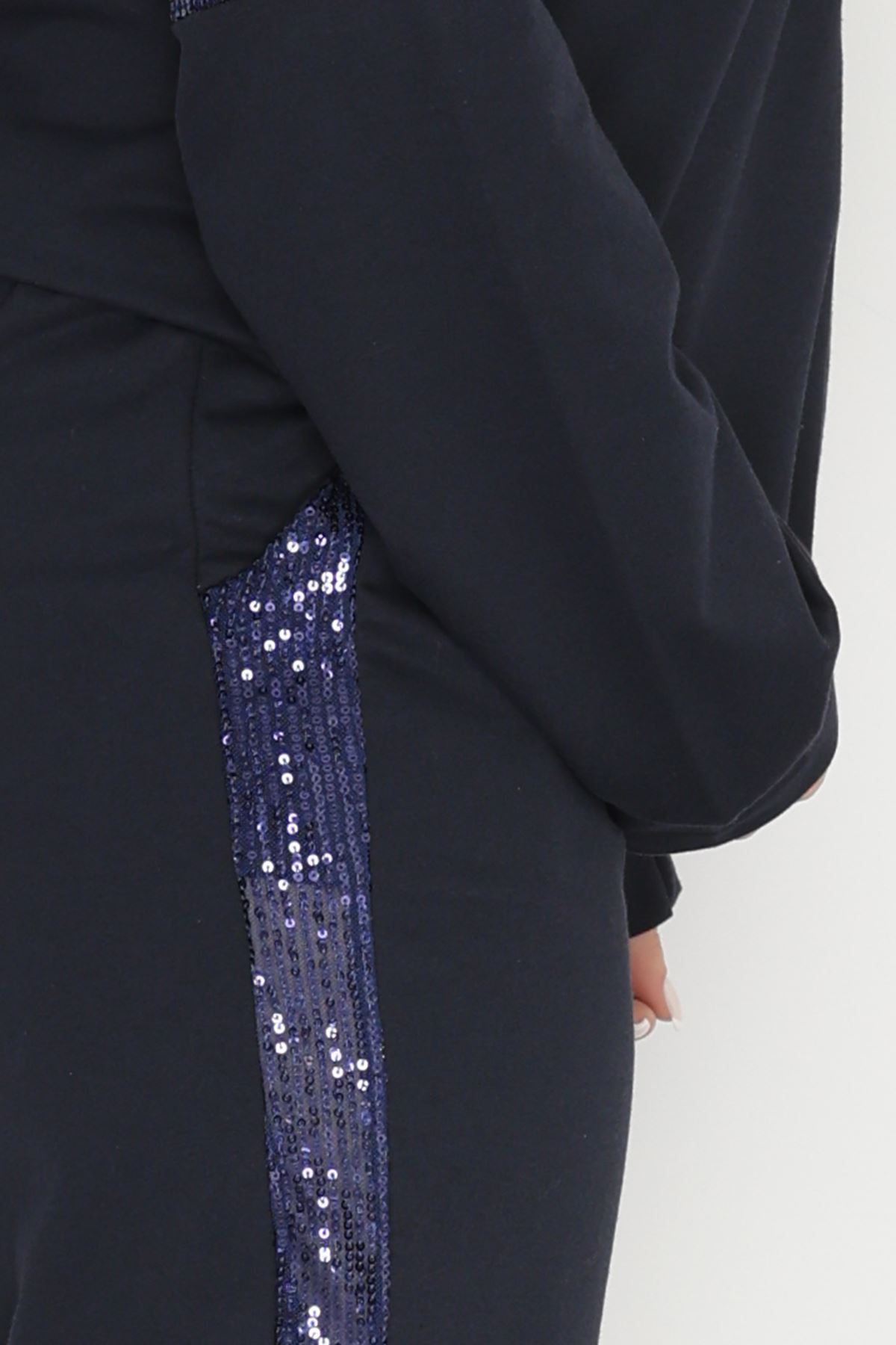 Pul Garnili 2 İplik Büyük Beden Eşofman Takımı Lacivert - 50808.1857.