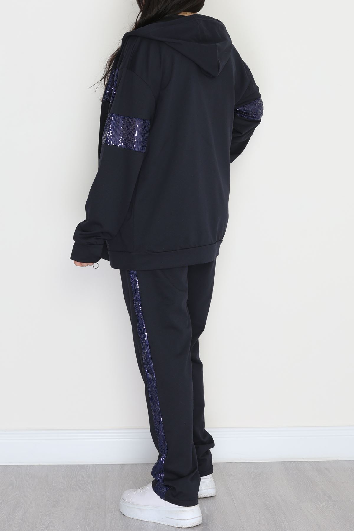 Pul Garnili 2 İplik Büyük Beden Eşofman Takımı Lacivert - 50808.1857.