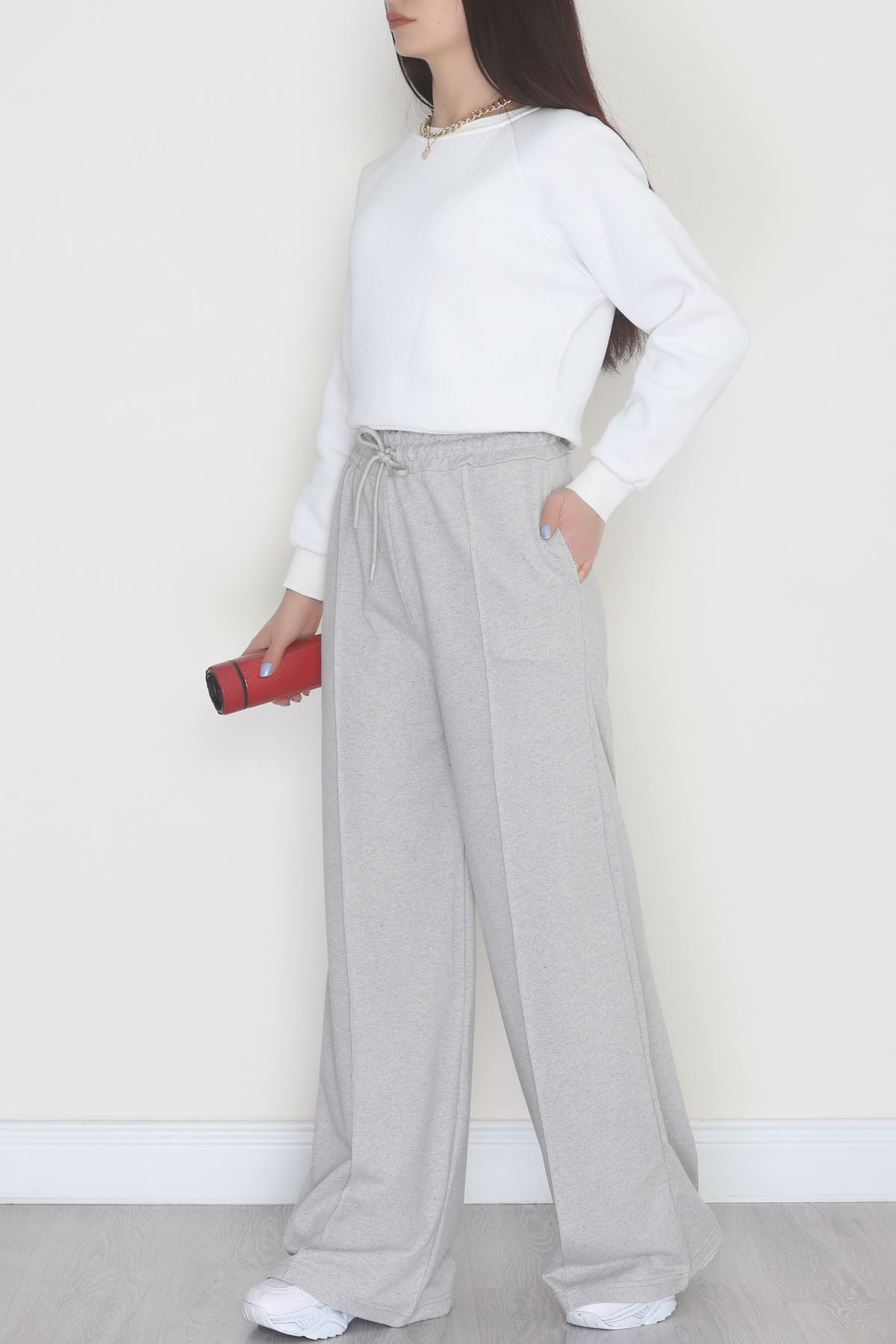 2 İplik Çımalı Eşofman Altı Gri - 52026.1857.