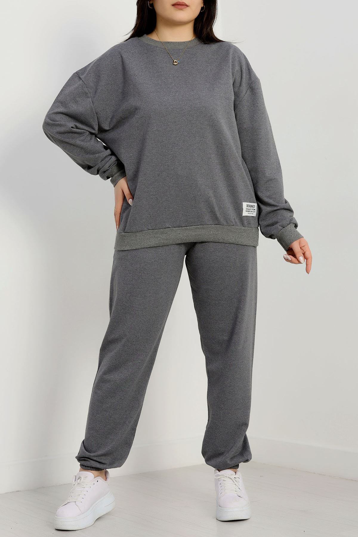 2 İplik Büyük Beden Eşofman Takımı Füme - 50795.1857.