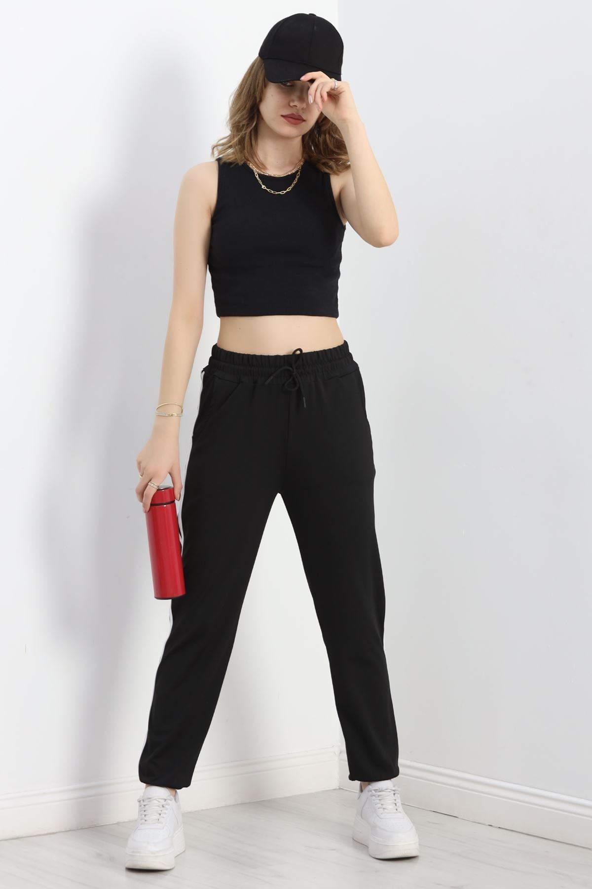 Çift Şeritli Dalgıç Eşofman Altı Siyah - 50101.053.