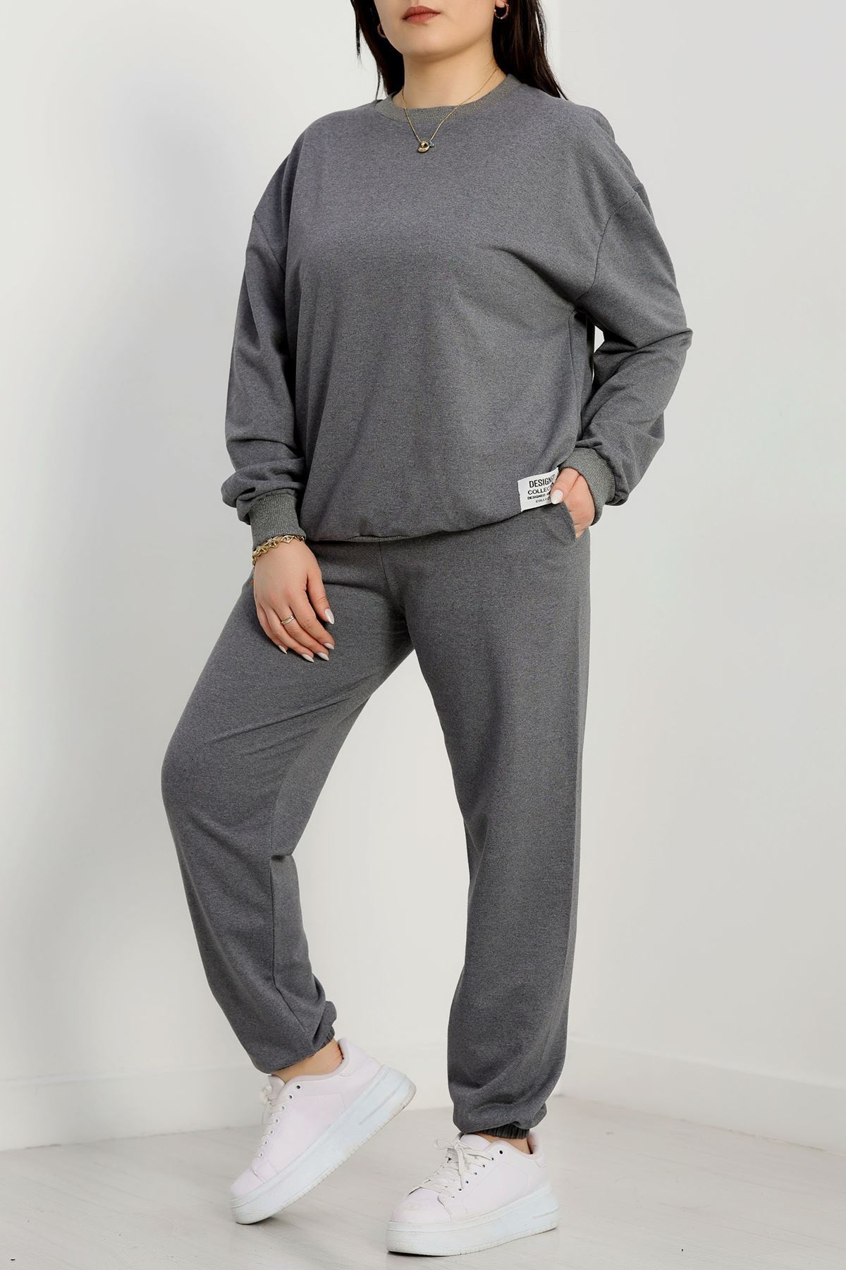 2 İplik Büyük Beden Eşofman Takımı Füme - 50795.1857.