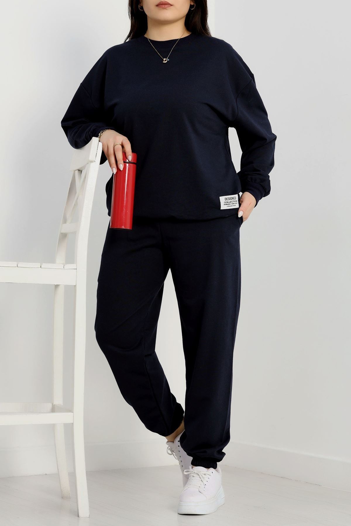 2 İplik Büyük Beden Eşofman Takımı Lacivert - 50795.1857.