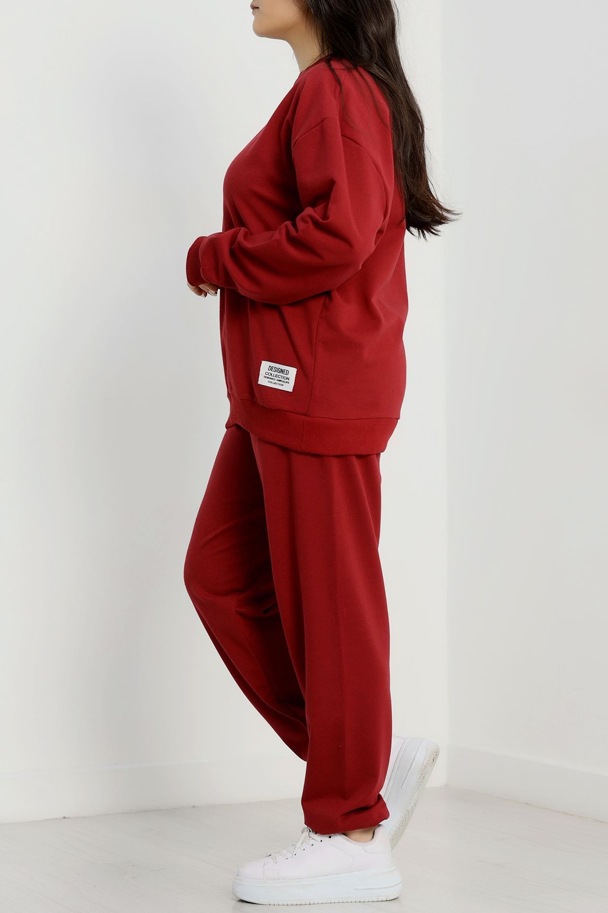 2 İplik Büyük Beden Eşofman Takımı Bordo - 50795.1857.