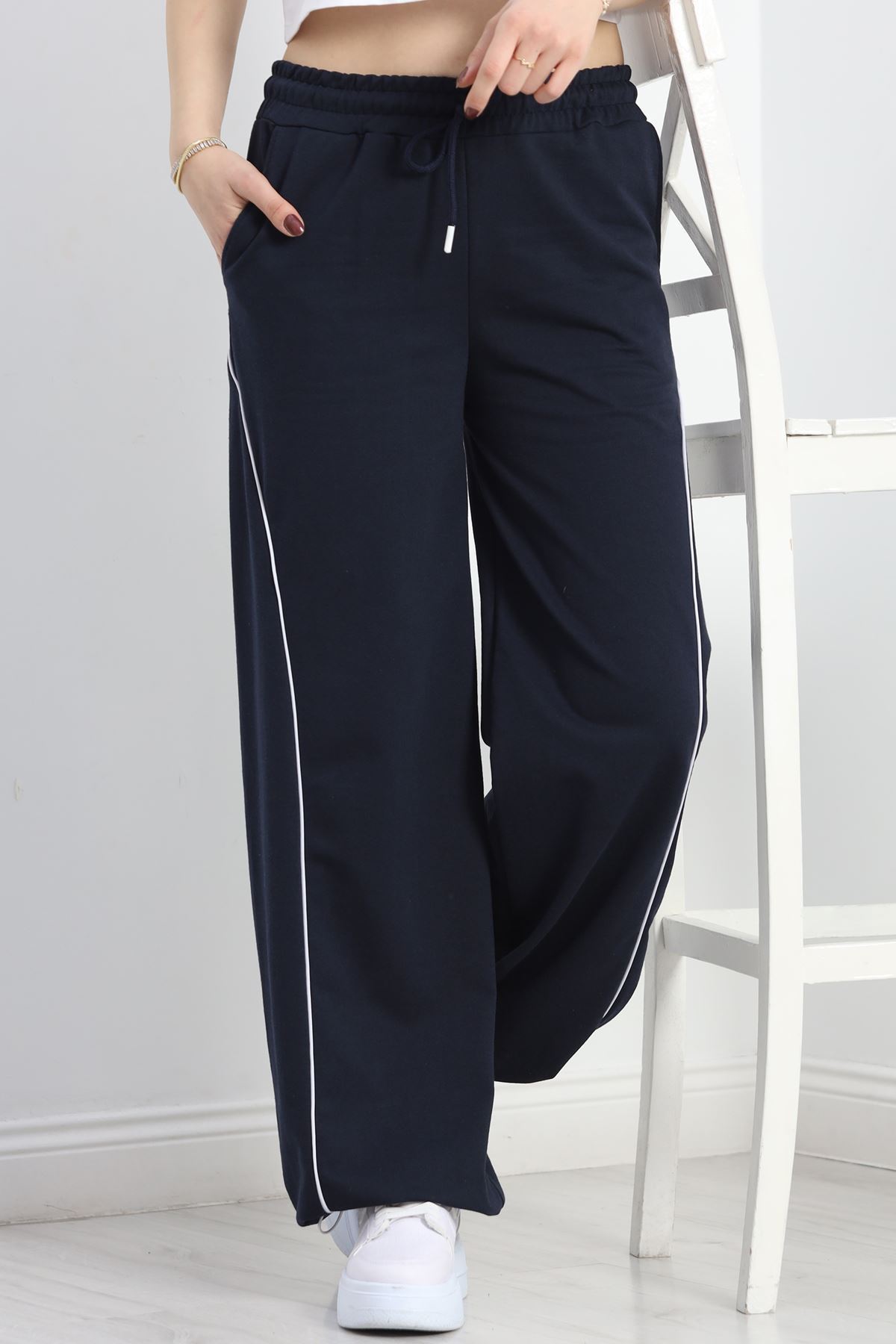 Paça Stoperli 2 İplik Eşofman Altı Lacivert - 50058.1857.