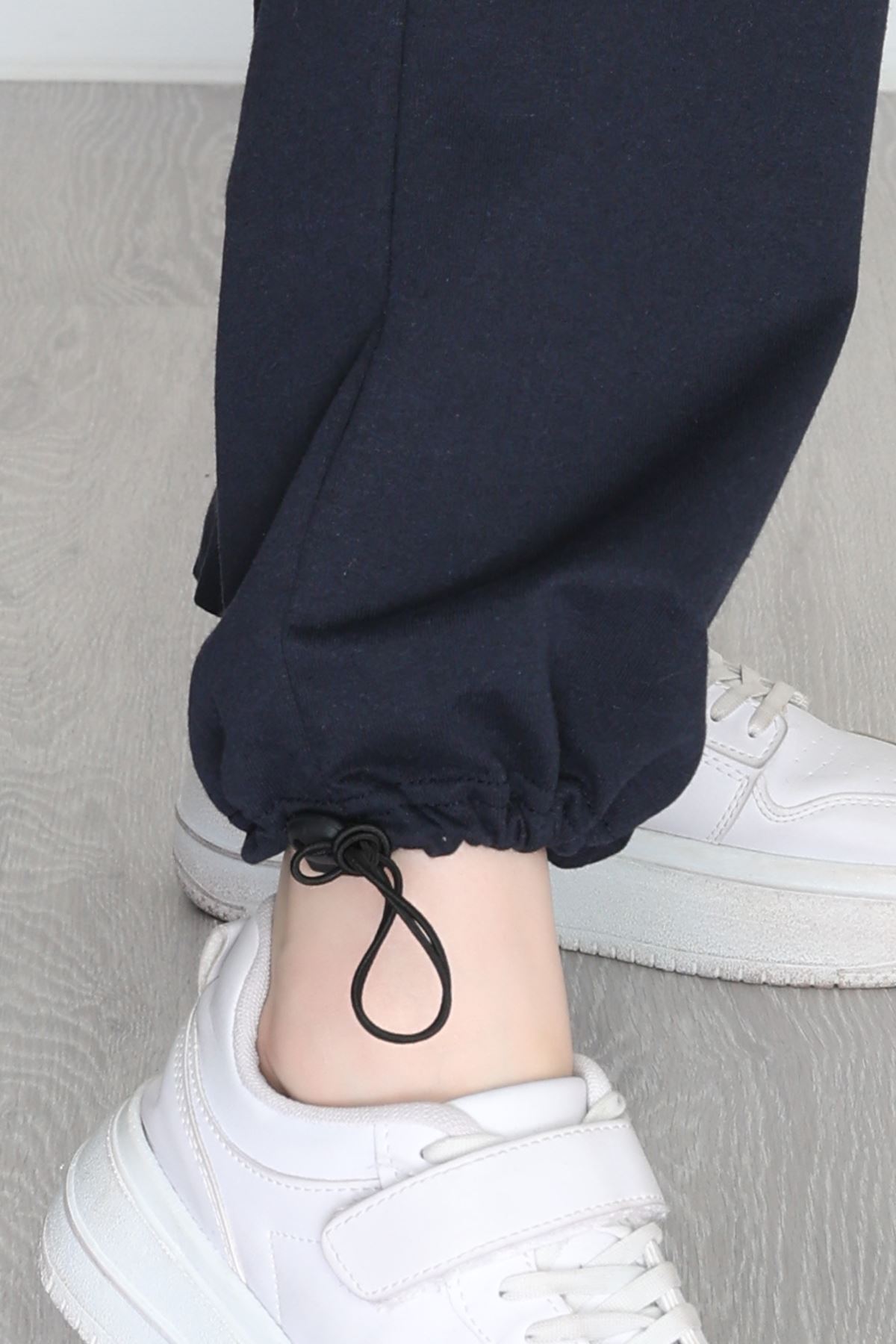 Bel Detaylı 2 İplik Eşofman Altı Lacivert2 - 70169.1857.