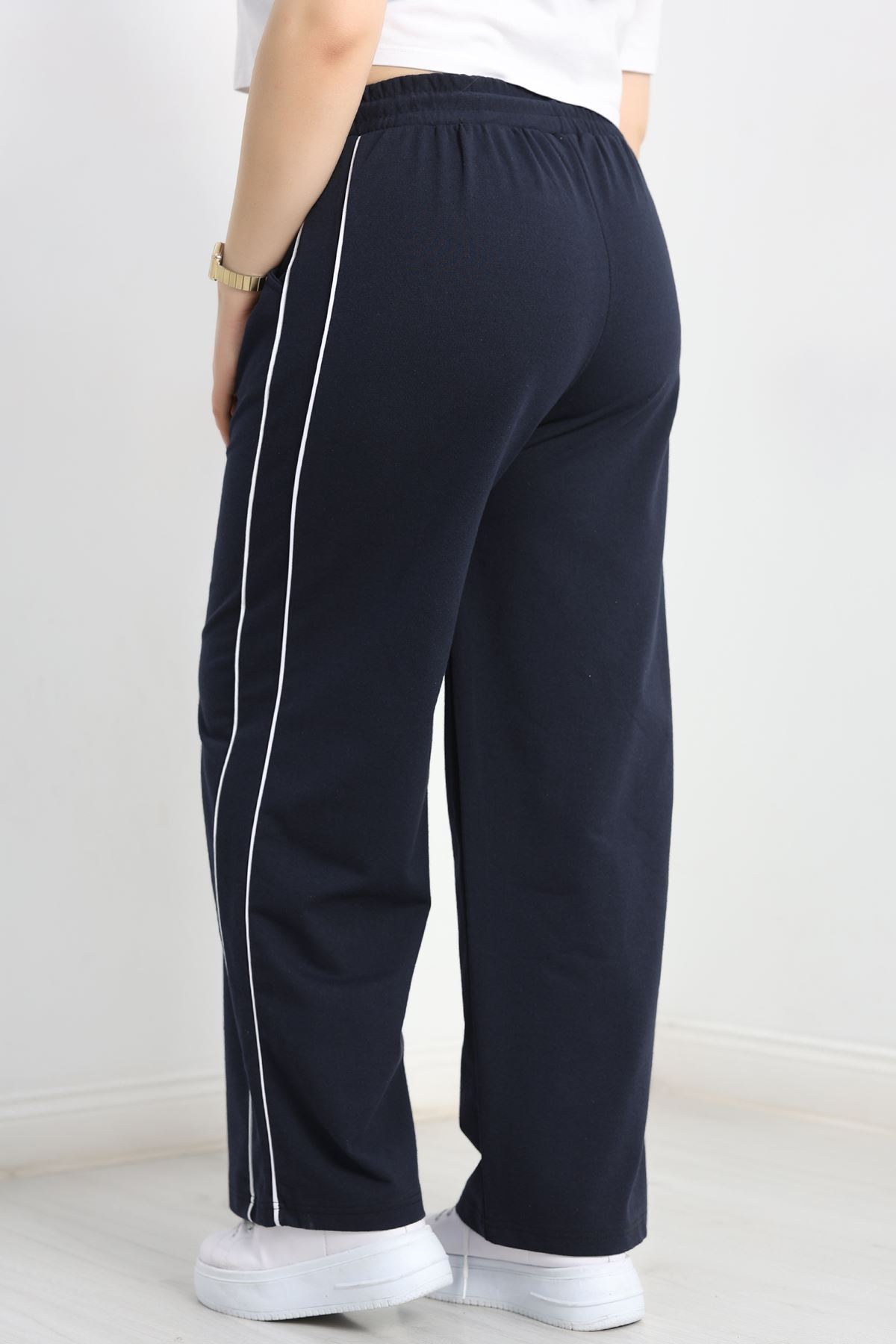 Çift Biyeli Büyük Beden Eşofman Altı Lacivert - 50772.1005.