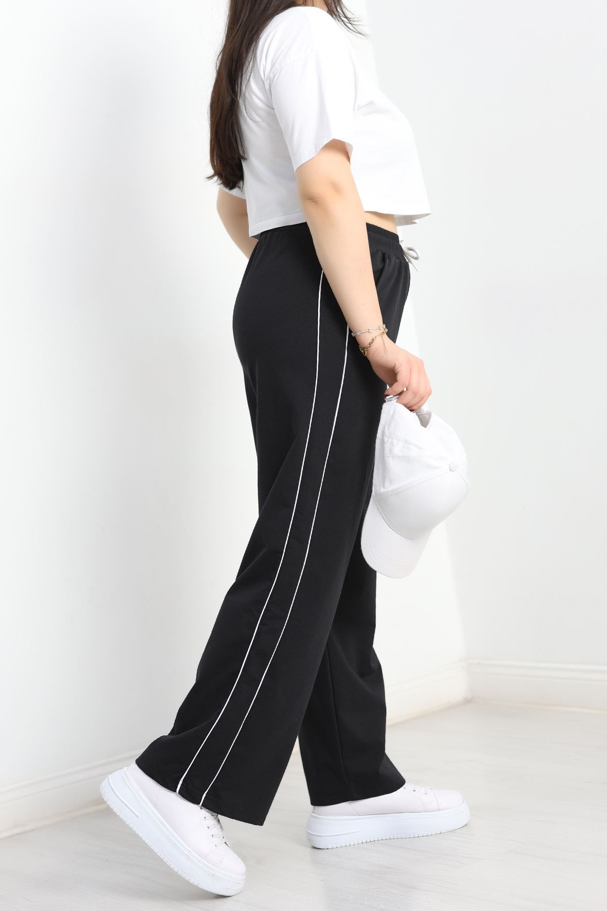 Çift Biyeli Büyük Beden Eşofman Altı Siyah - 50772.1005.