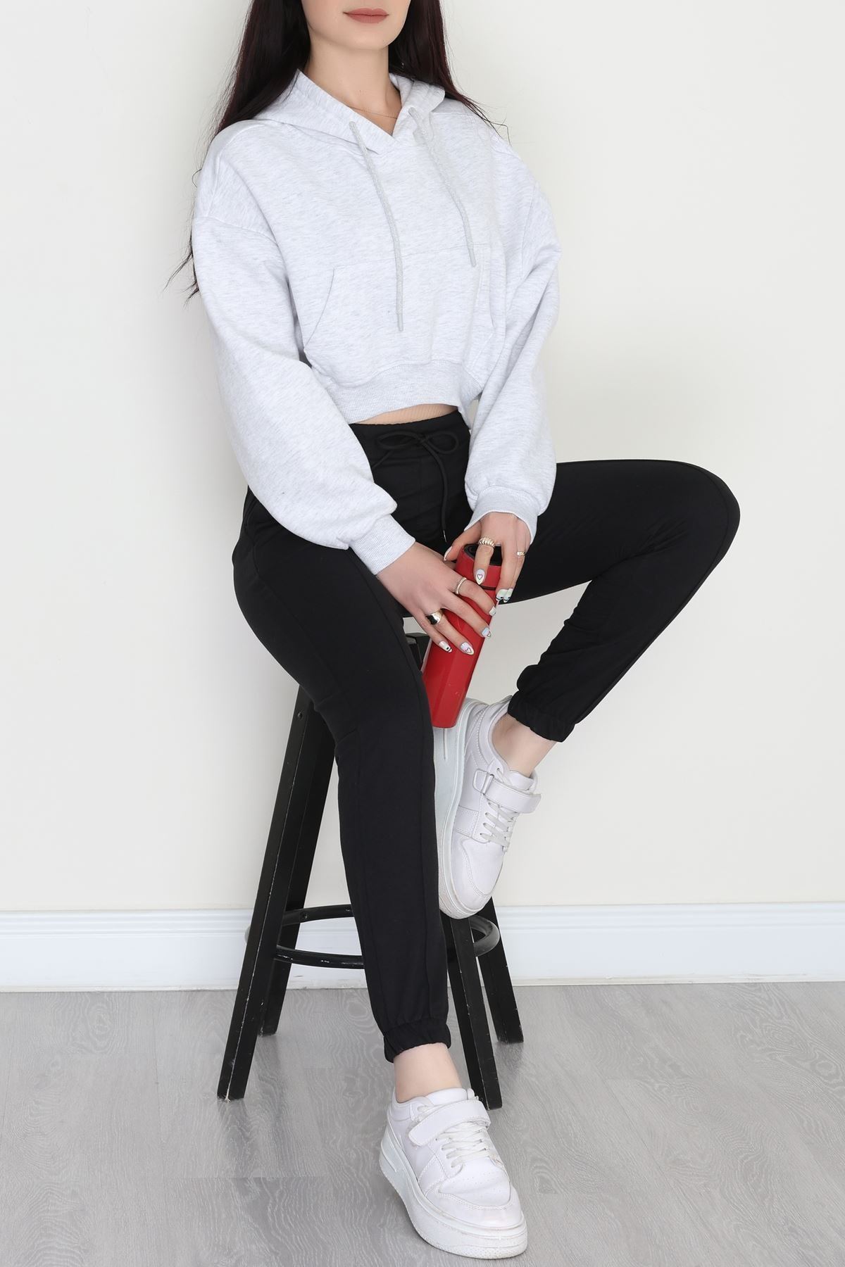 Paça Lastikli Çımalı Eşofman Altı Siyah - 70226.1431.