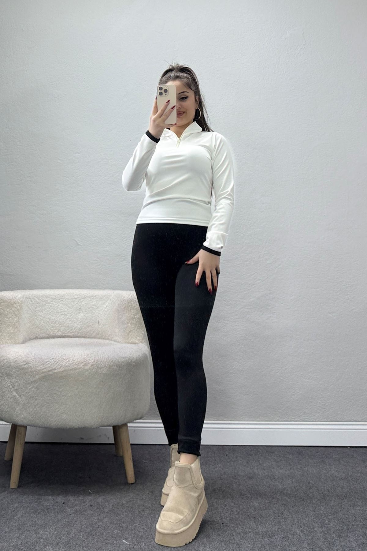 Fermuarlı Dalgıç Takım Beyazsiyah - 52198.053.