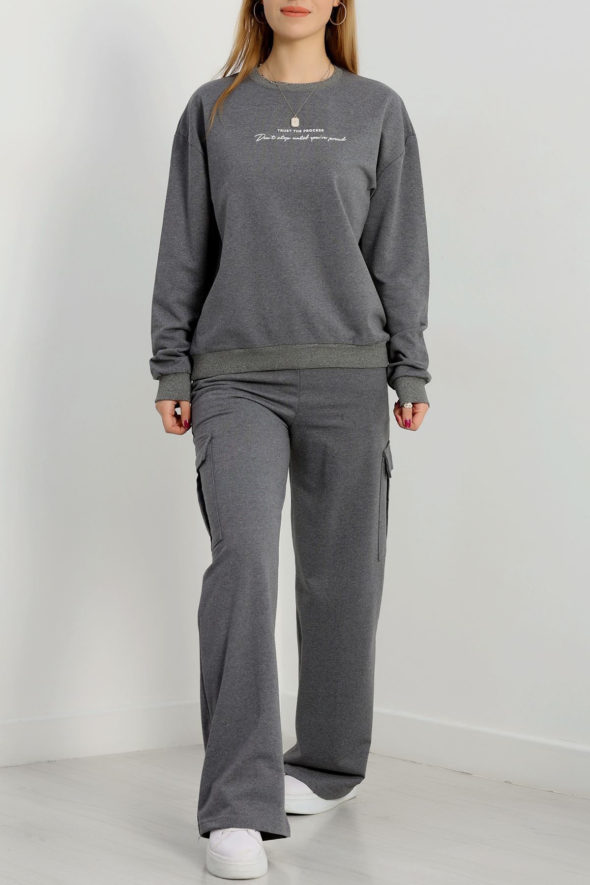 Kargo Cep 2 İplik Eşofman Takımı Füme - 50802.1857.