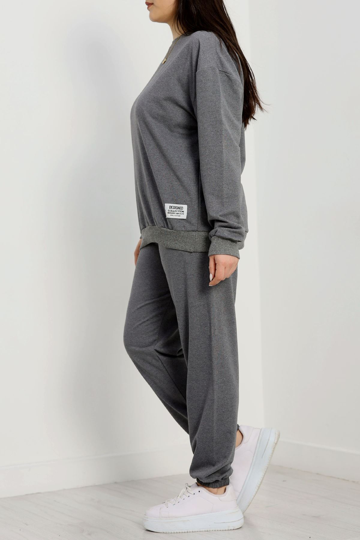 2 İplik Büyük Beden Eşofman Takımı Füme - 50795.1857.