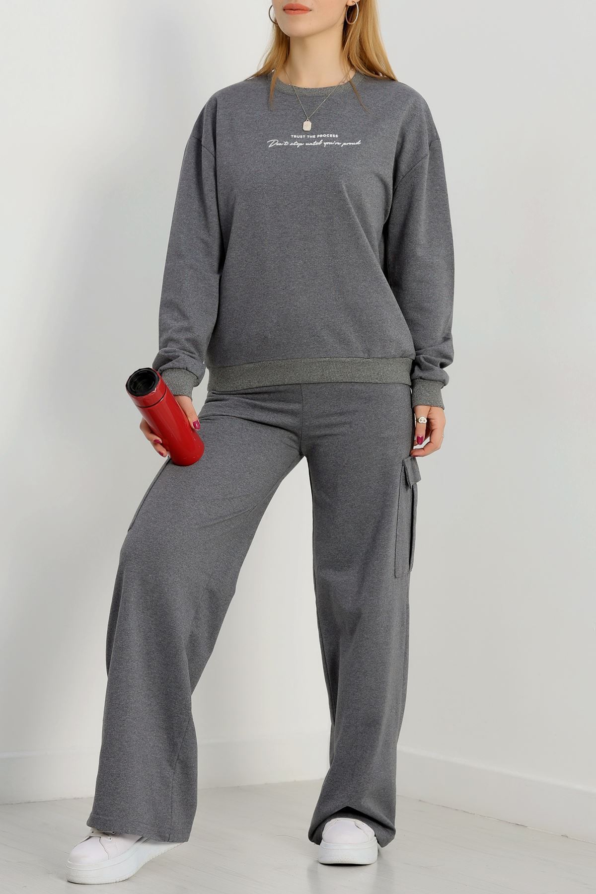 Kargo Cep 2 İplik Eşofman Takımı Füme - 50802.1857.