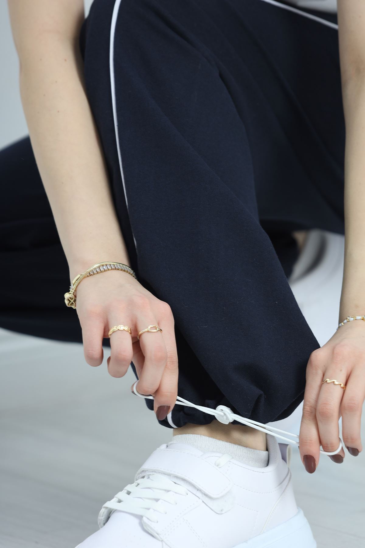 Paça Stoperli 2 İplik Eşofman Altı Lacivert - 50058.1857.