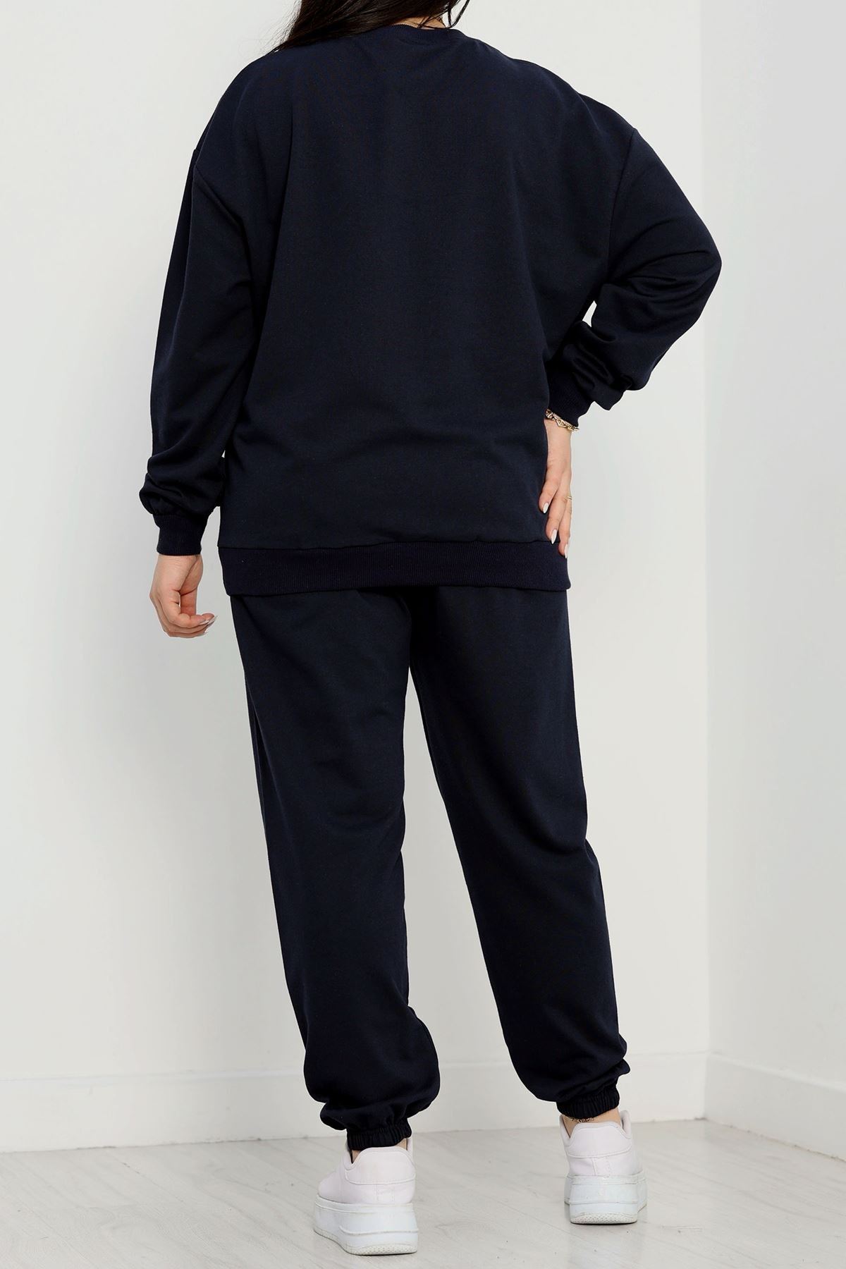 2 İplik Büyük Beden Eşofman Takımı Lacivert - 50795.1857.