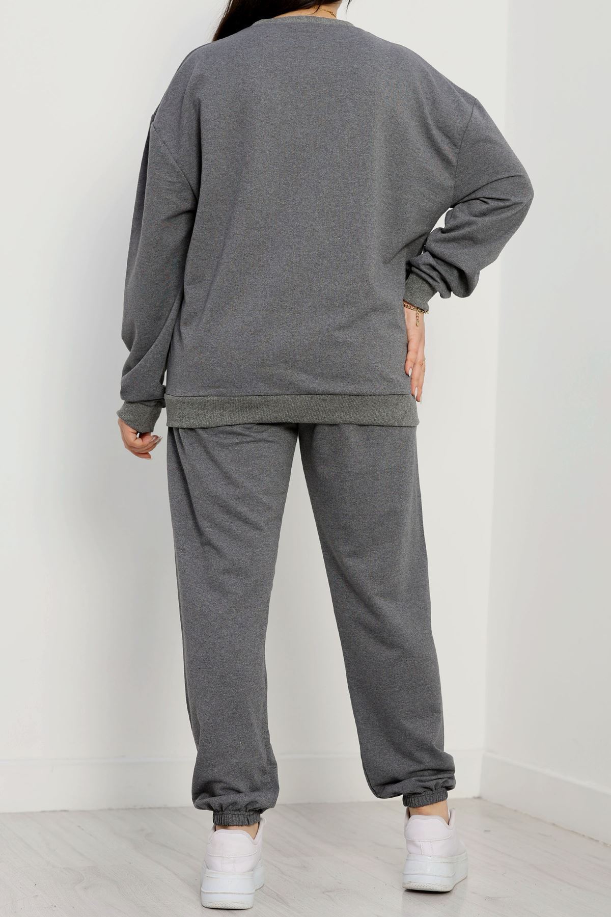 2 İplik Büyük Beden Eşofman Takımı Füme - 50795.1857.