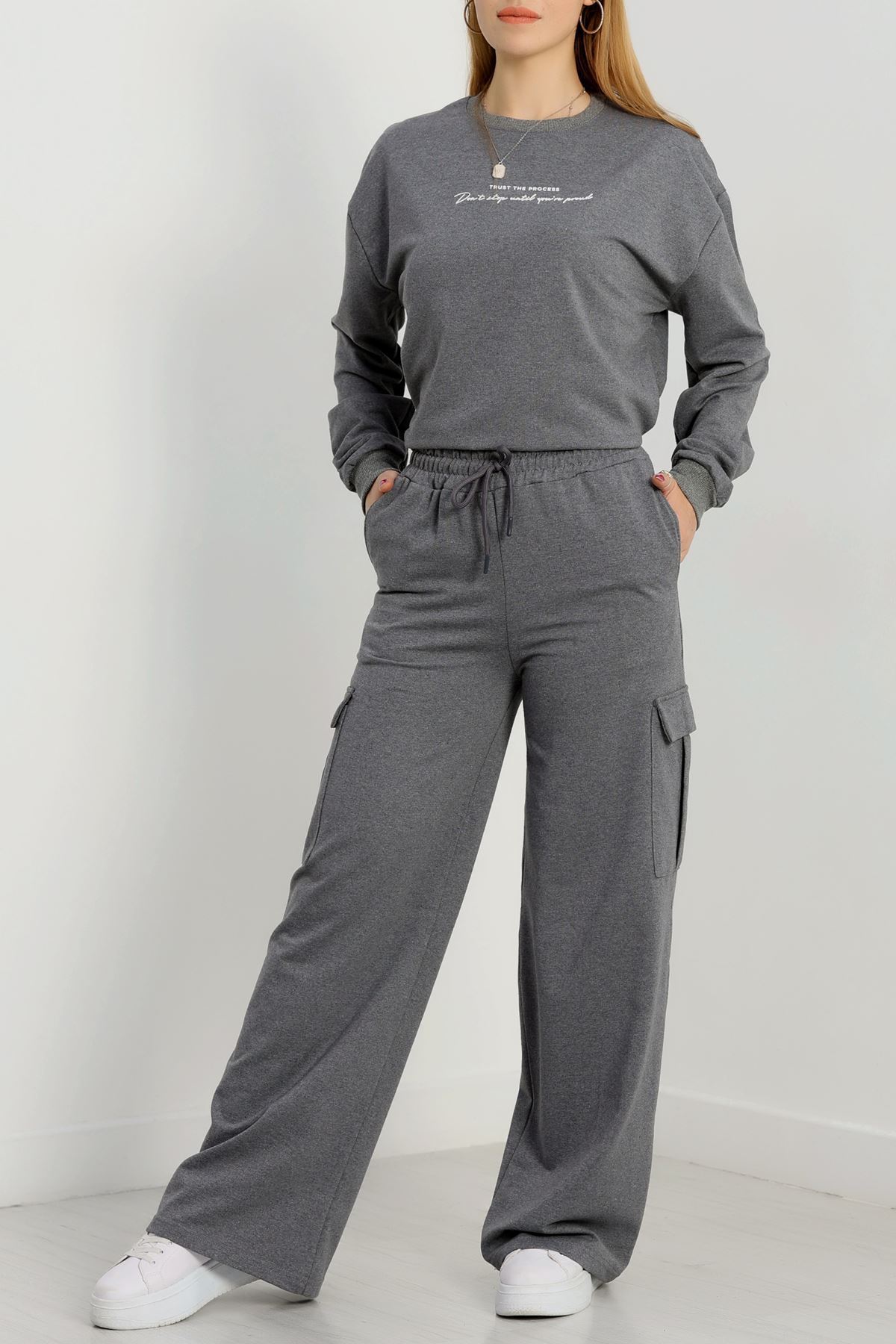 Kargo Cep 2 İplik Eşofman Takımı Füme - 50802.1857.