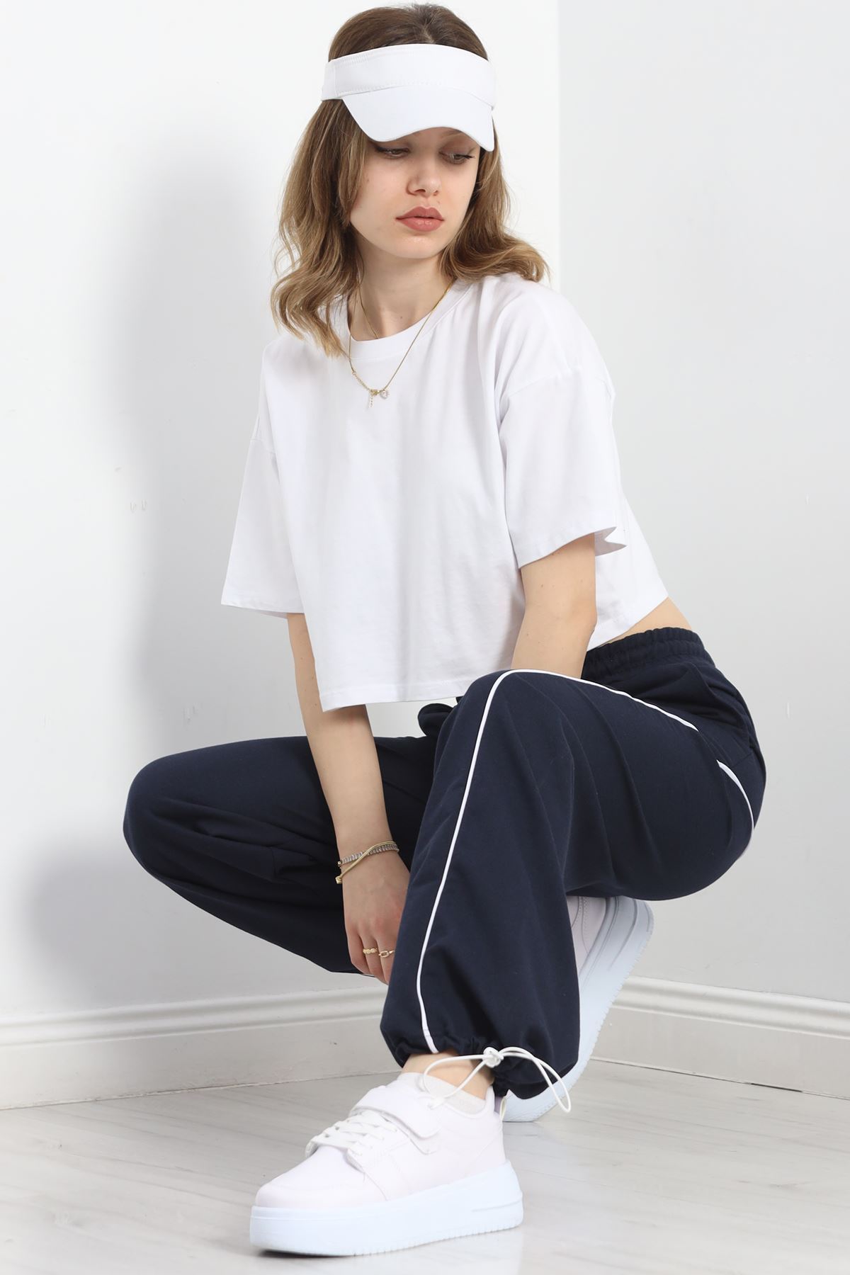 Paça Stoperli 2 İplik Eşofman Altı Lacivert - 50058.1857.