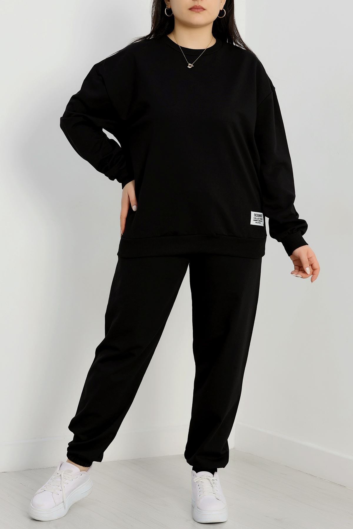 2 İplik Büyük Beden Eşofman Takımı Siyah - 50795.1857.