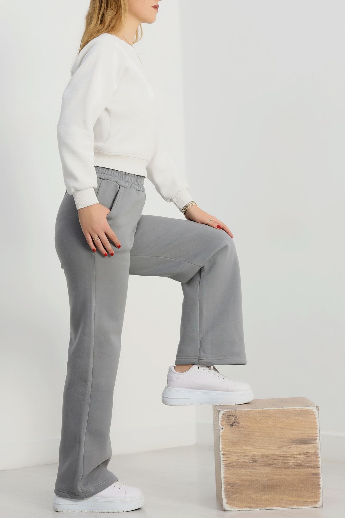 Üç İplik Palazzo Eşofman Altı Antrasit - 20970.1878.