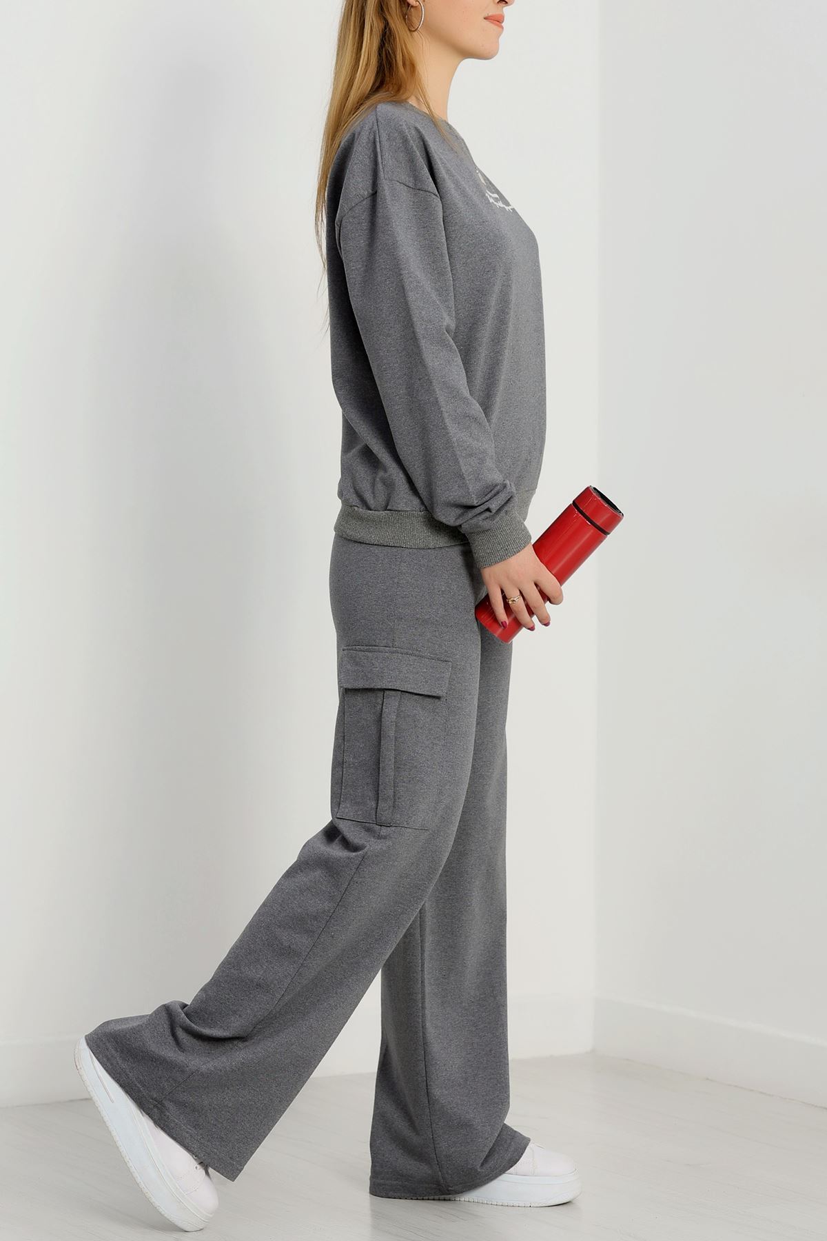 Kargo Cep 2 İplik Eşofman Takımı Füme - 50802.1857.