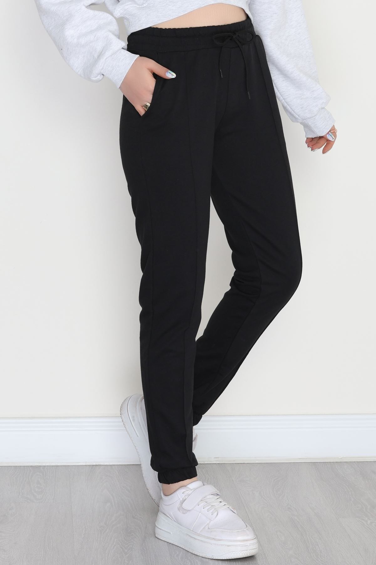 Paça Lastikli Çımalı Eşofman Altı Siyah - 70226.1431.