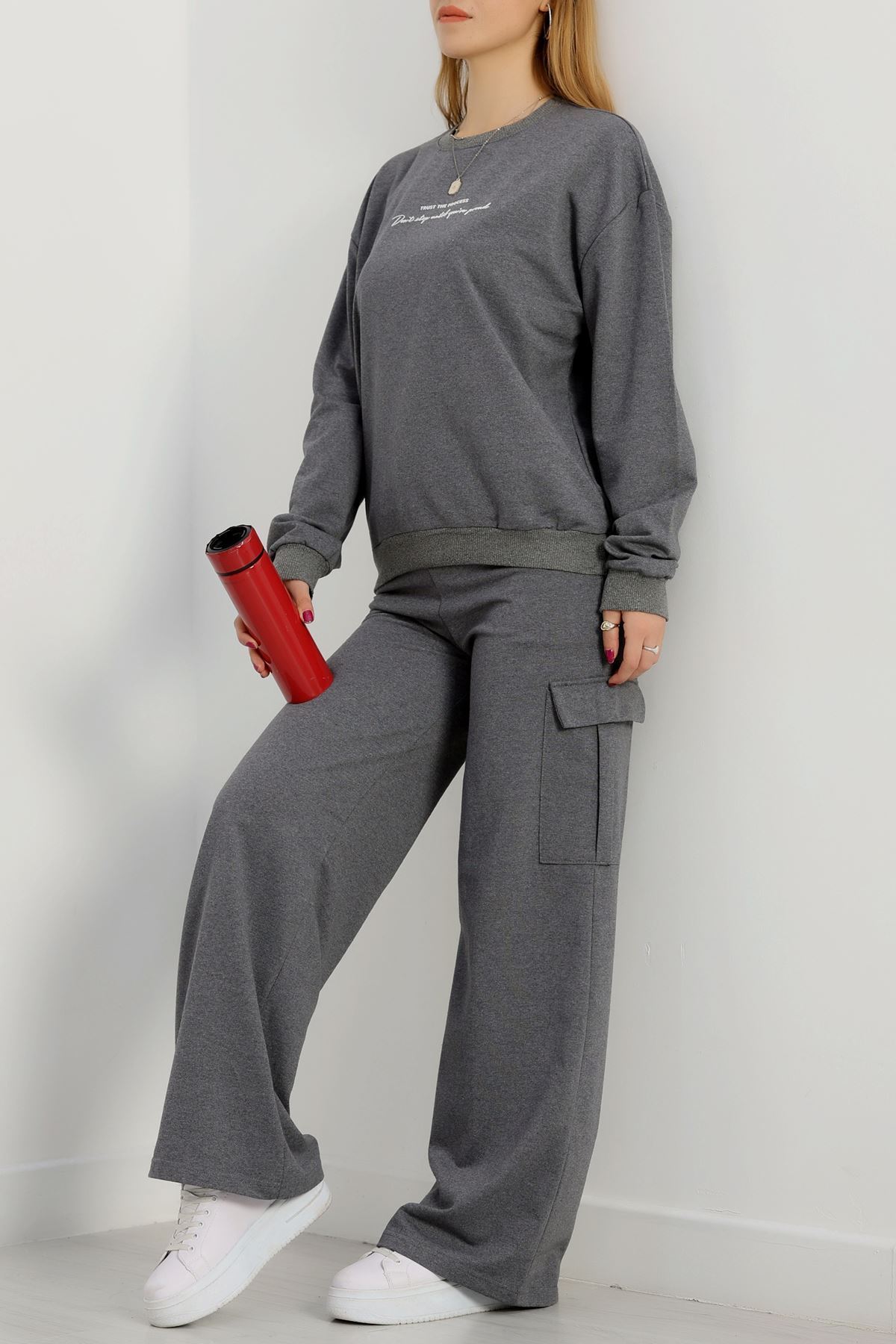 Kargo Cep 2 İplik Eşofman Takımı Füme - 50802.1857.