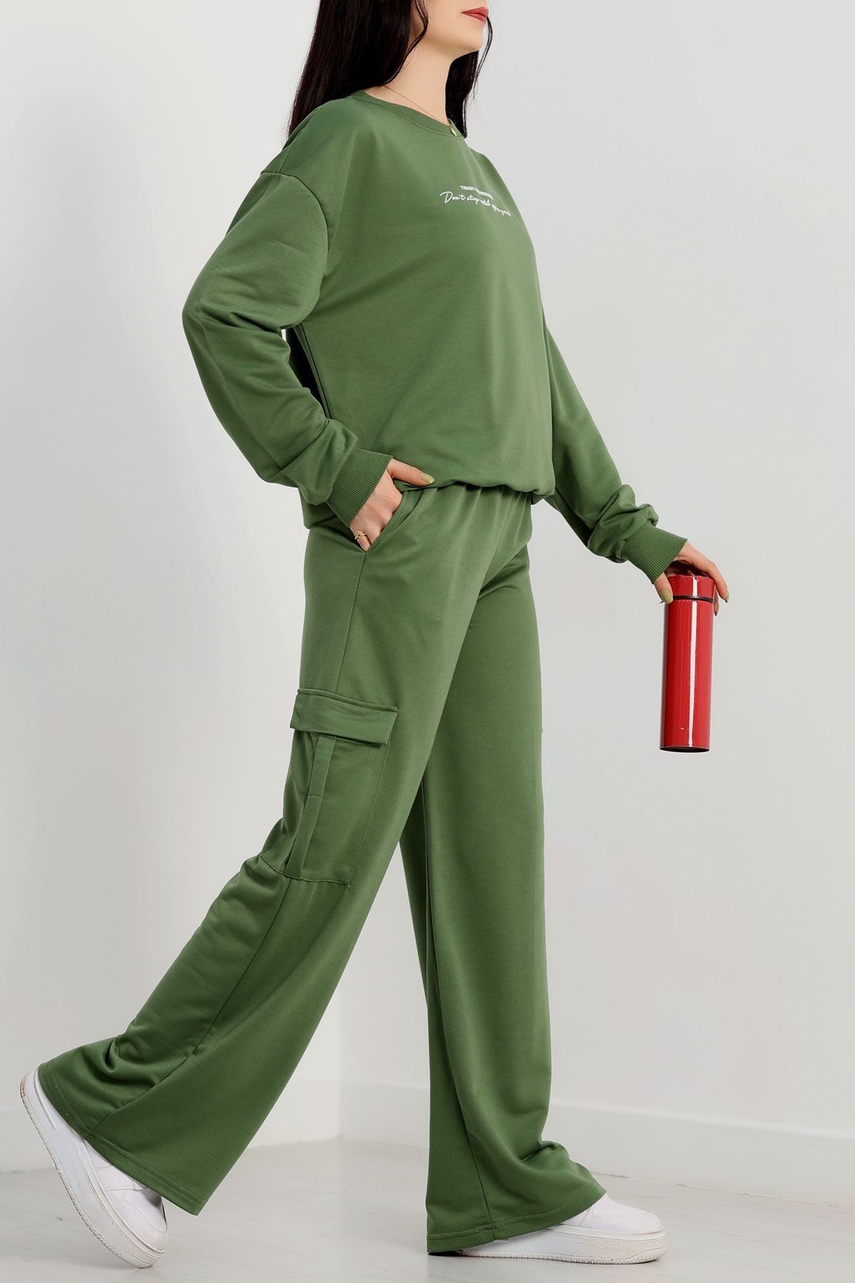 Kargo Cep 2 İplik Eşofman Takımı Haki - 50802.1857.