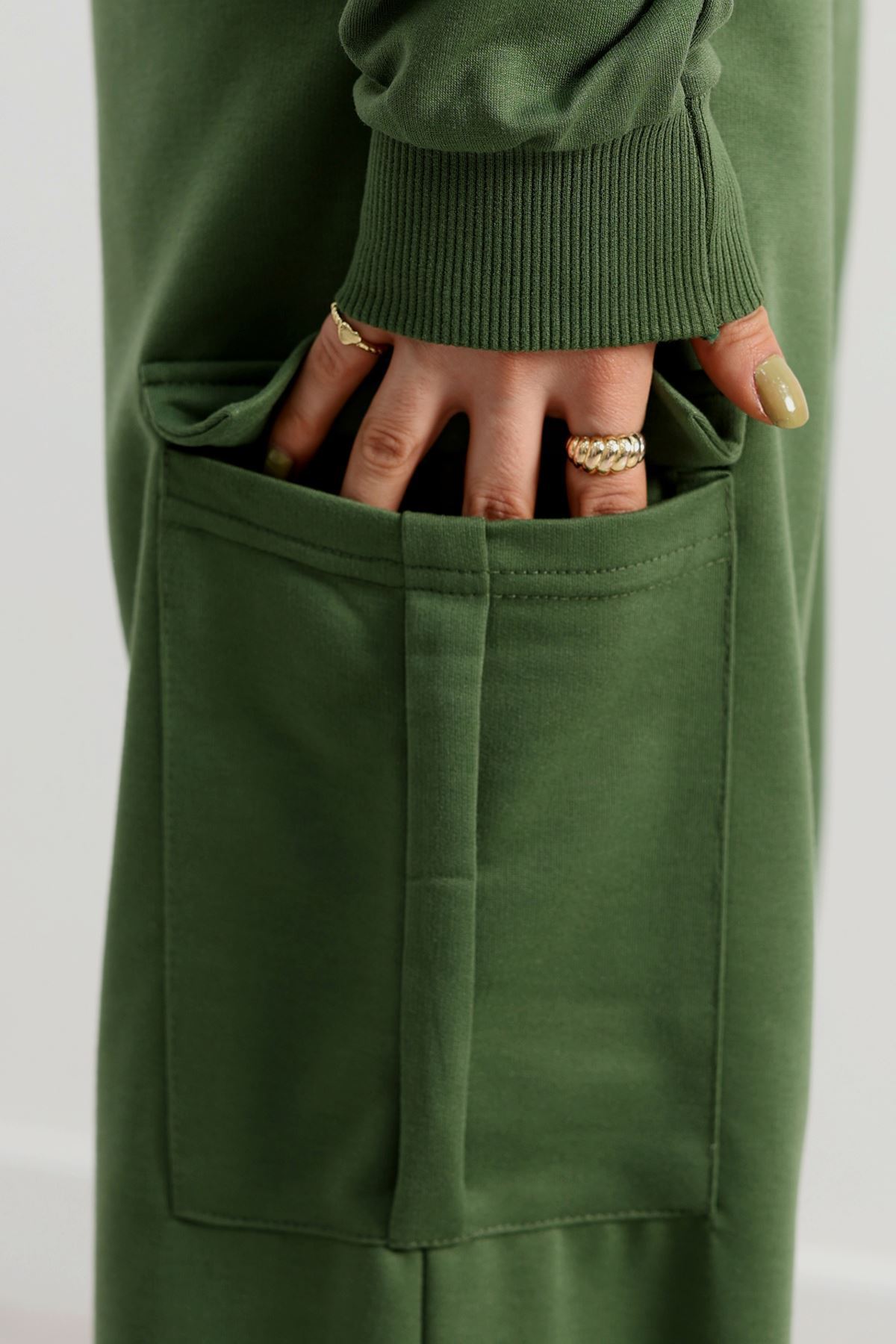 Kargo Cep 2 İplik Eşofman Takımı Haki - 50802.1857.