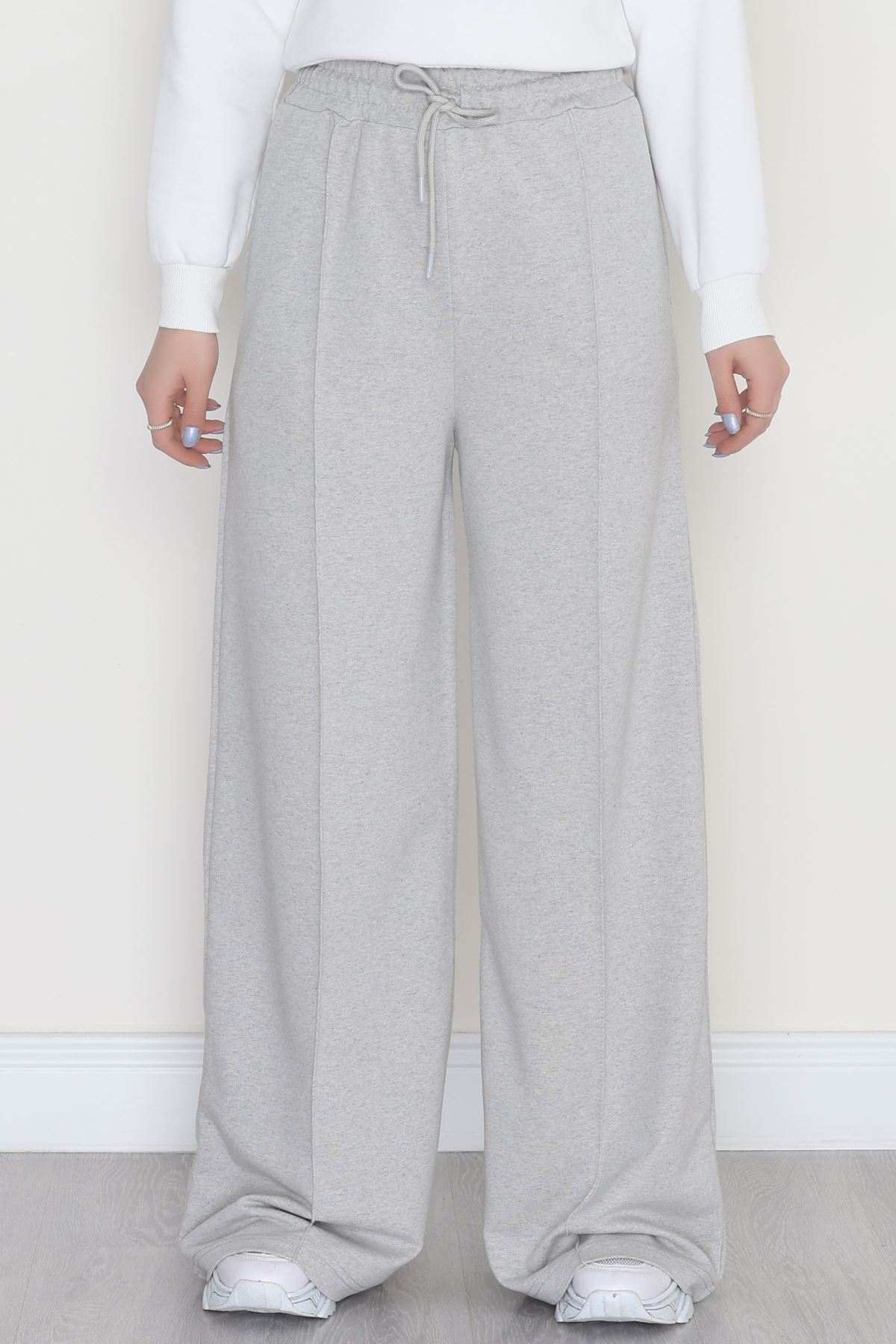 2 İplik Çımalı Eşofman Altı Gri - 52026.1857.