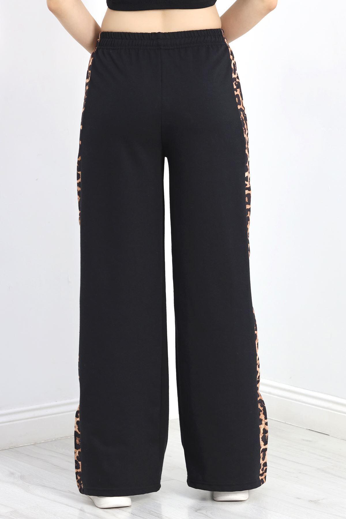 Yırtmaçlı Şeritli 2 İplik Eşofman Altı Siyah - 40022.1857.