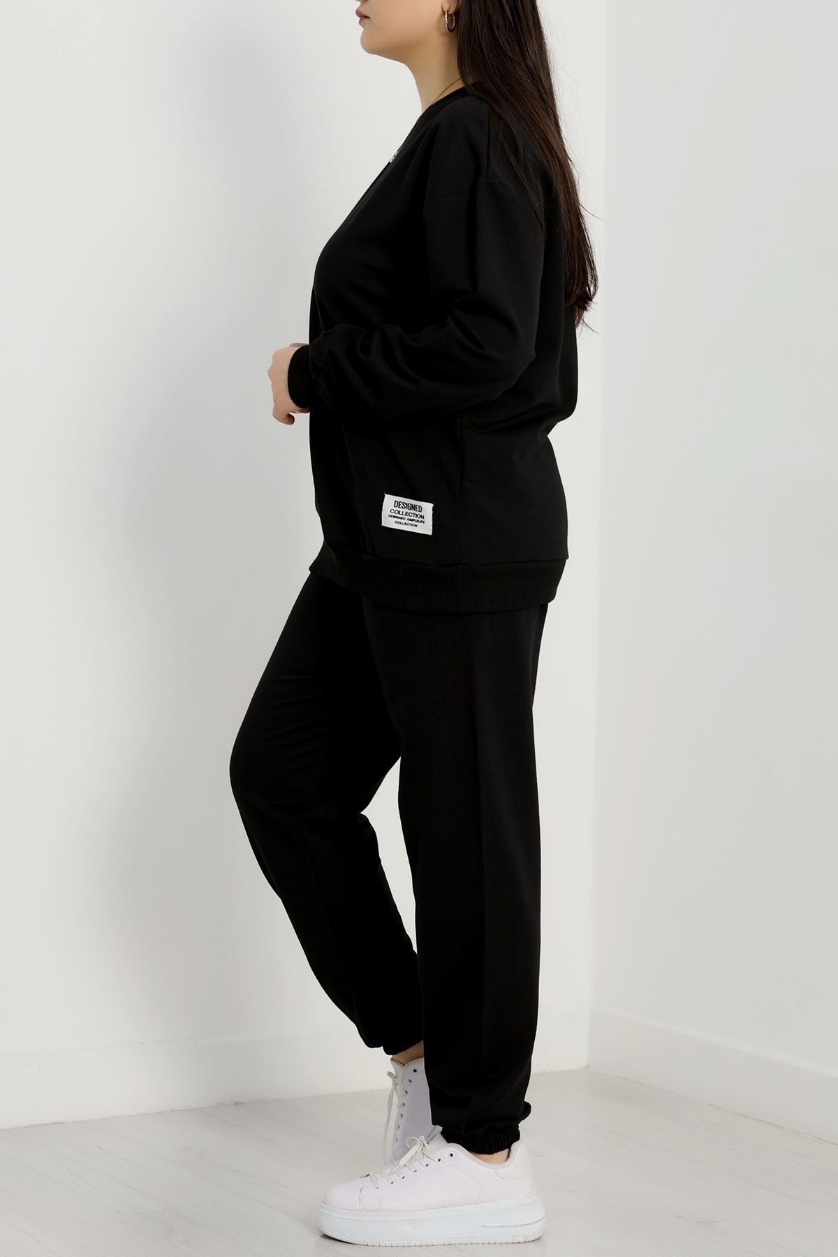 2 İplik Büyük Beden Eşofman Takımı Siyah - 50795.1857.