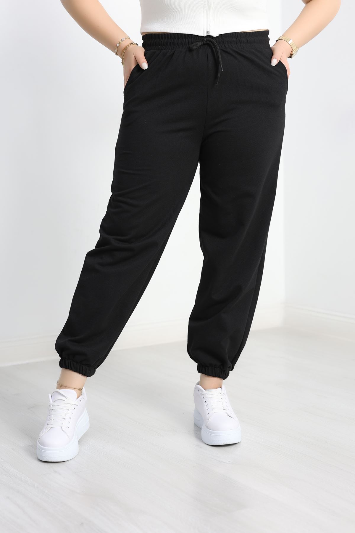 Büyük Beden 2 İplik Eşofman Altı Siyah - 50661.1005.