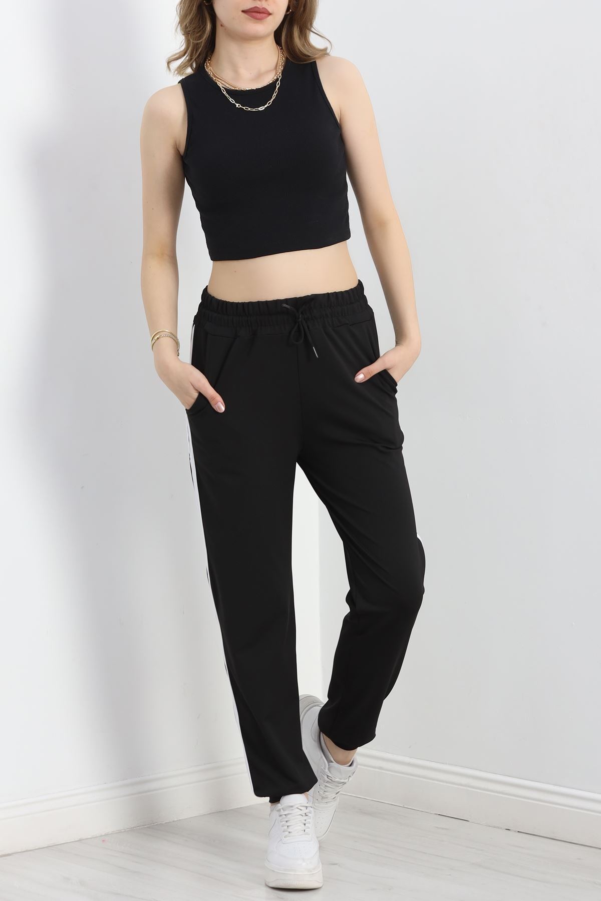 Çift Şeritli Dalgıç Eşofman Altı Siyah - 50101.053.