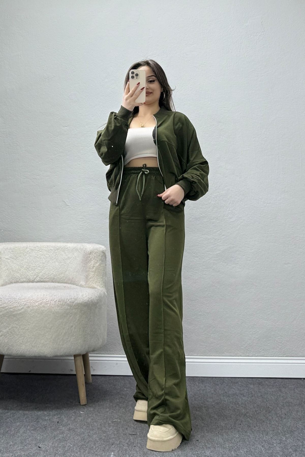 2 İplik Eşofman Takımı Haki - 55022.1857.