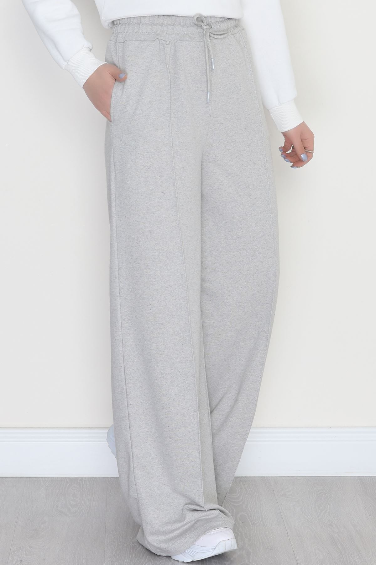 2 İplik Çımalı Eşofman Altı Gri - 52026.1857.